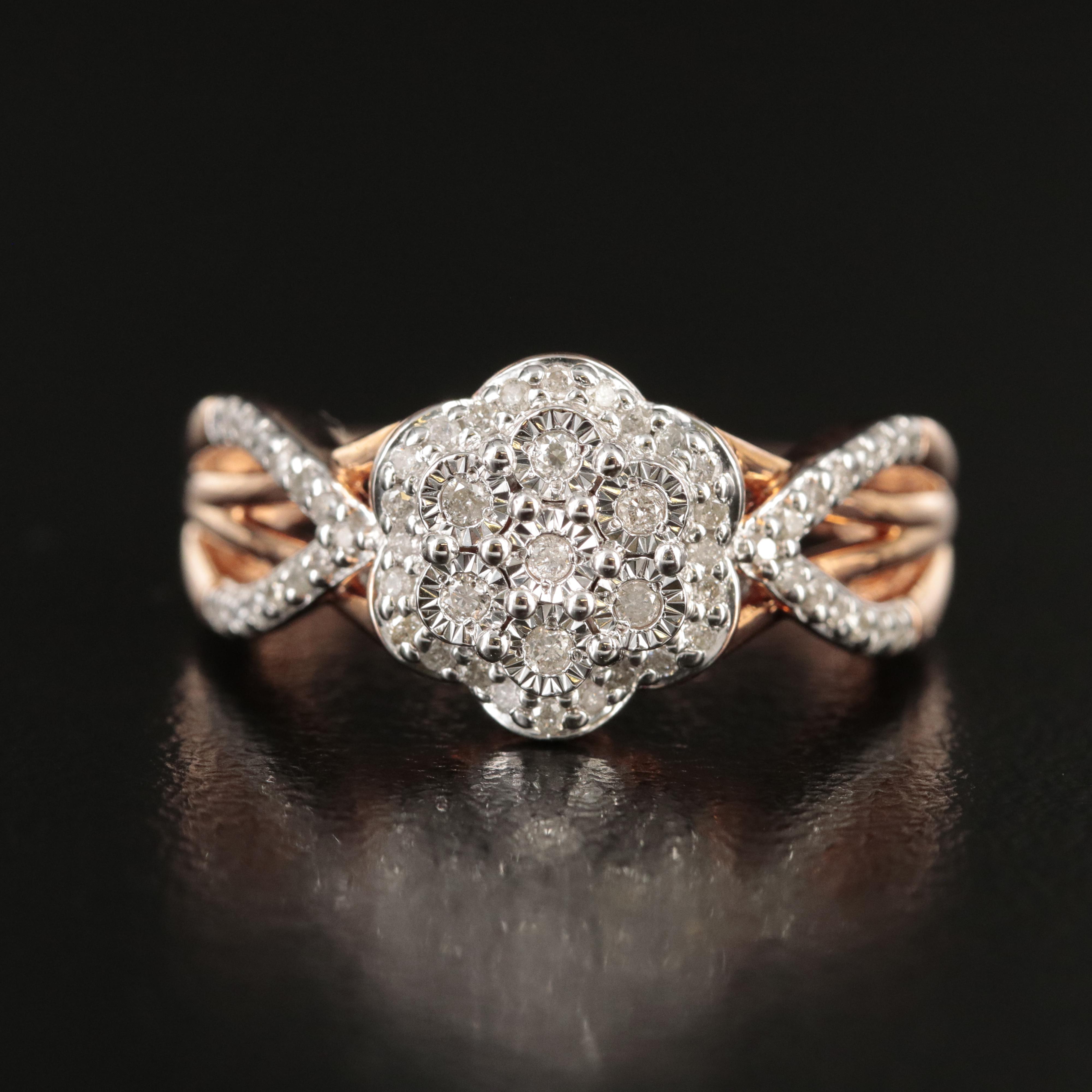 Sterling Diamond Cluster Ring