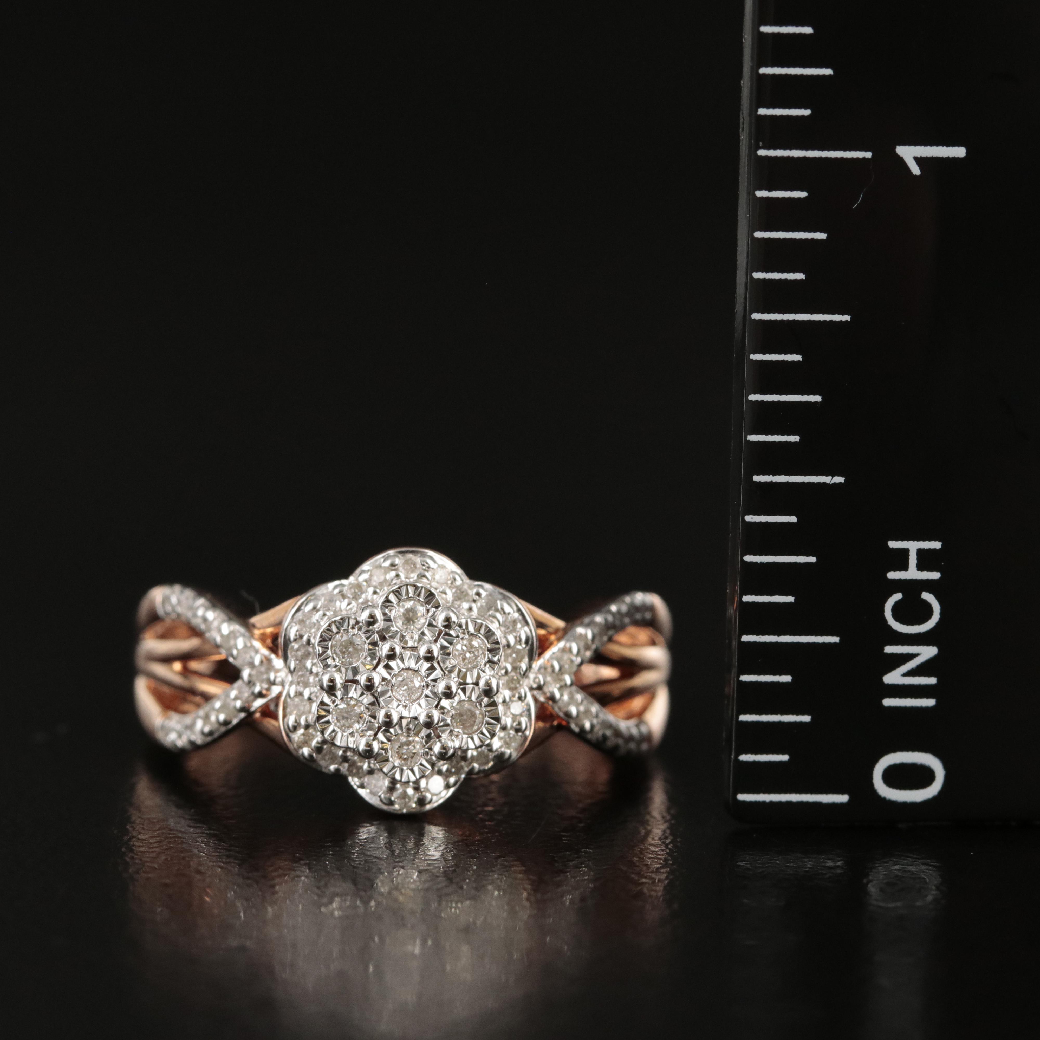 Sterling Diamond Cluster Ring