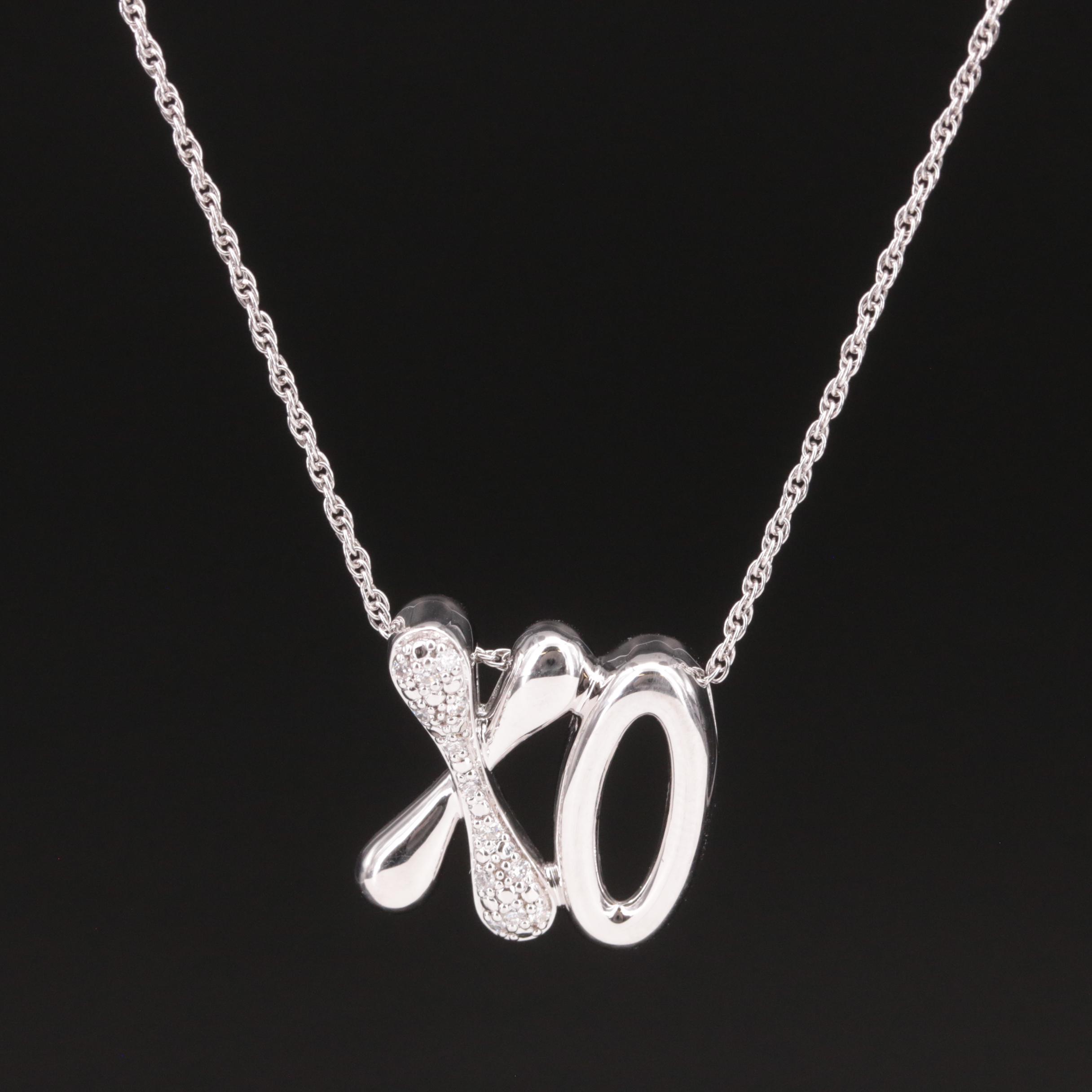 Sterling Diamond 'XO' Pendant Necklace