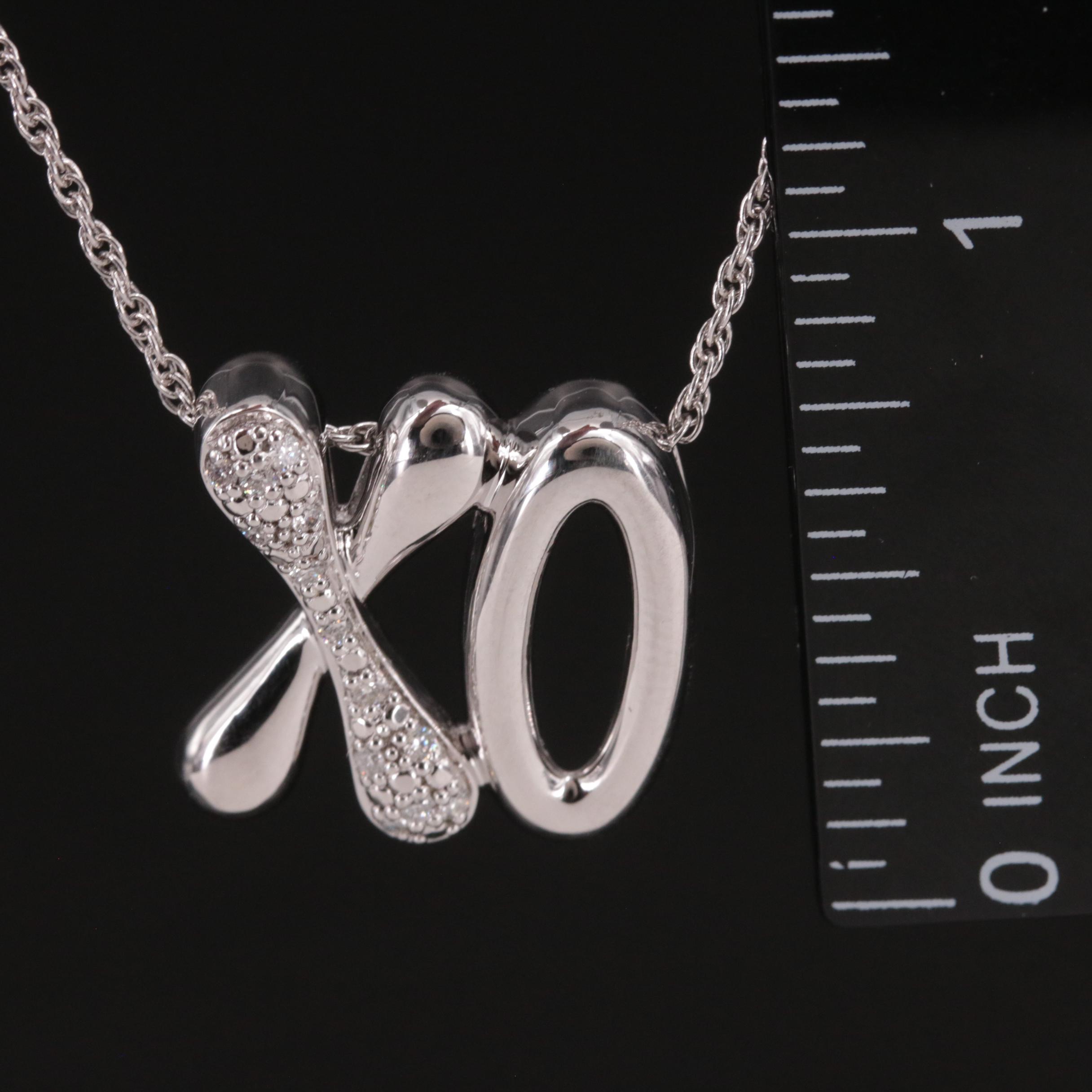 Sterling Diamond 'XO' Pendant Necklace