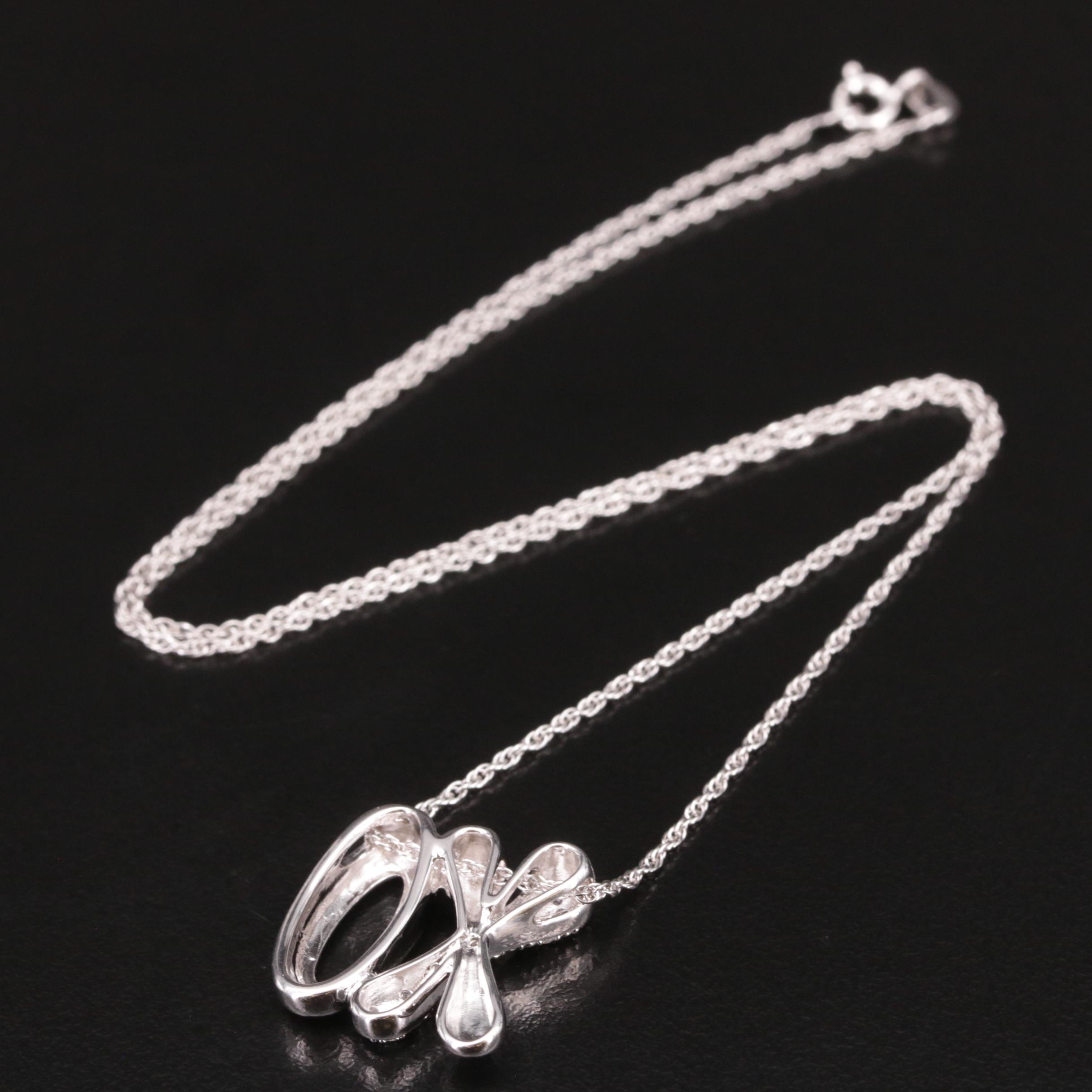 Sterling Diamond 'XO' Pendant Necklace