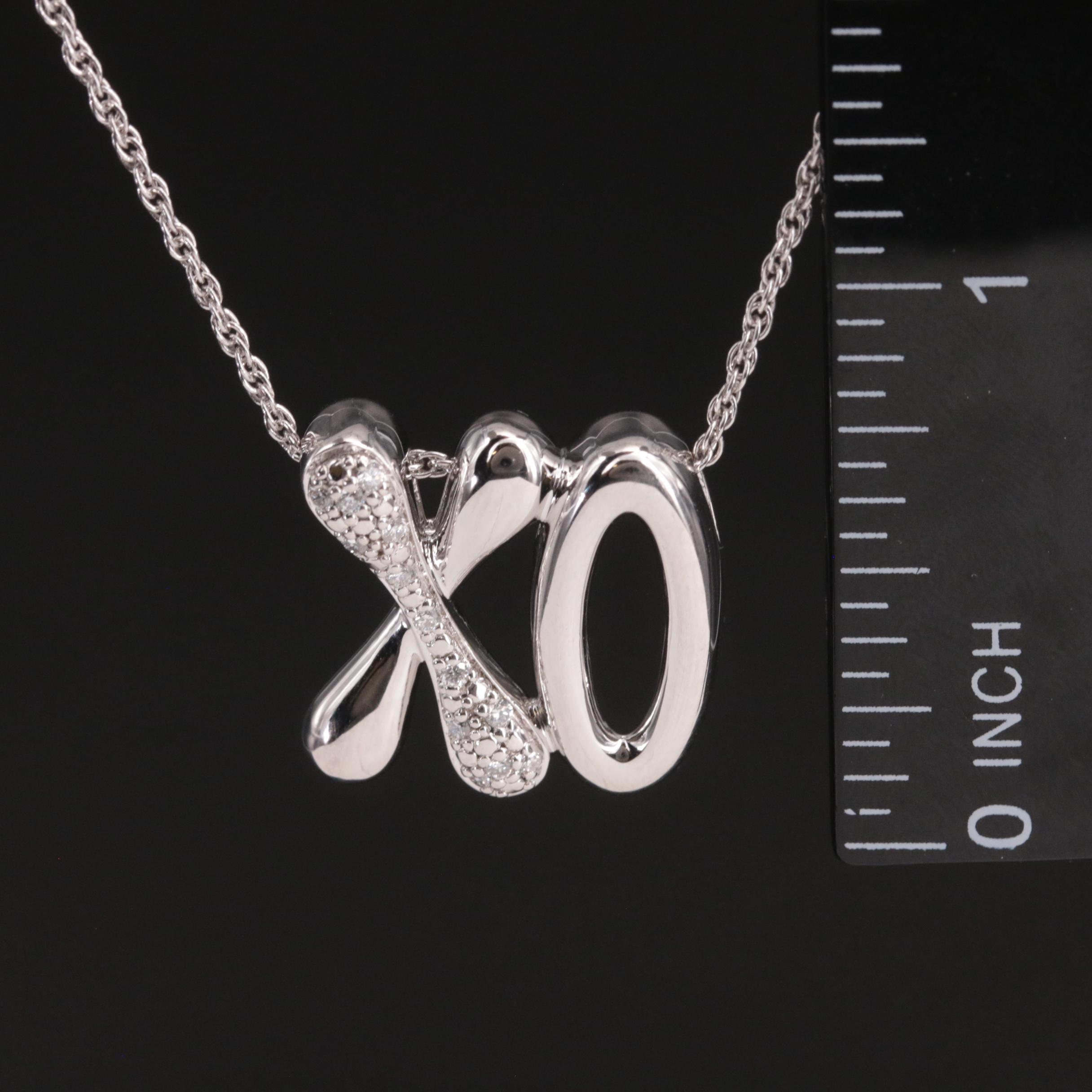 Sterling Diamond XO Pendant Necklace