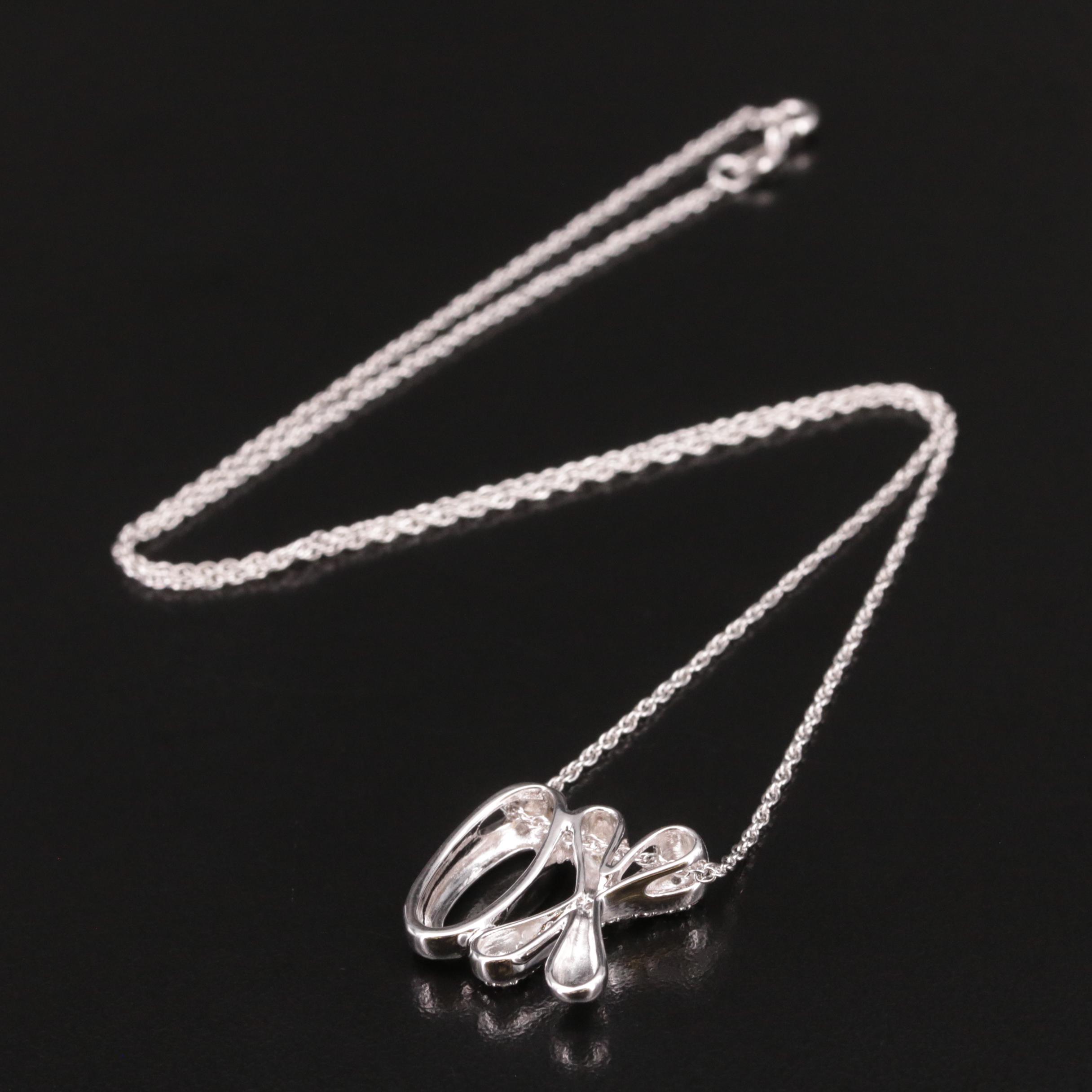 Sterling Diamond XO Pendant Necklace