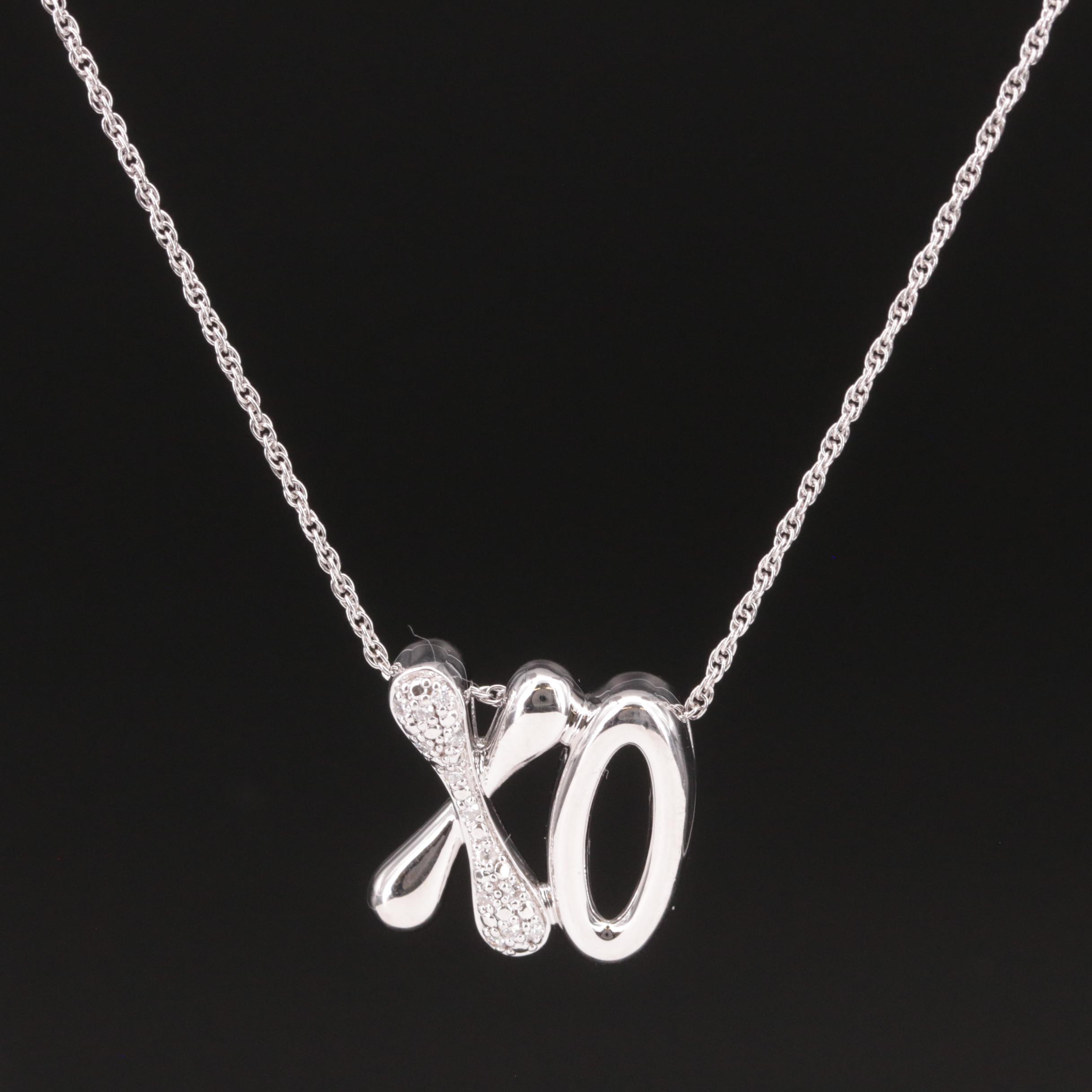 Sterling Diamond "XO" Pendant Necklace