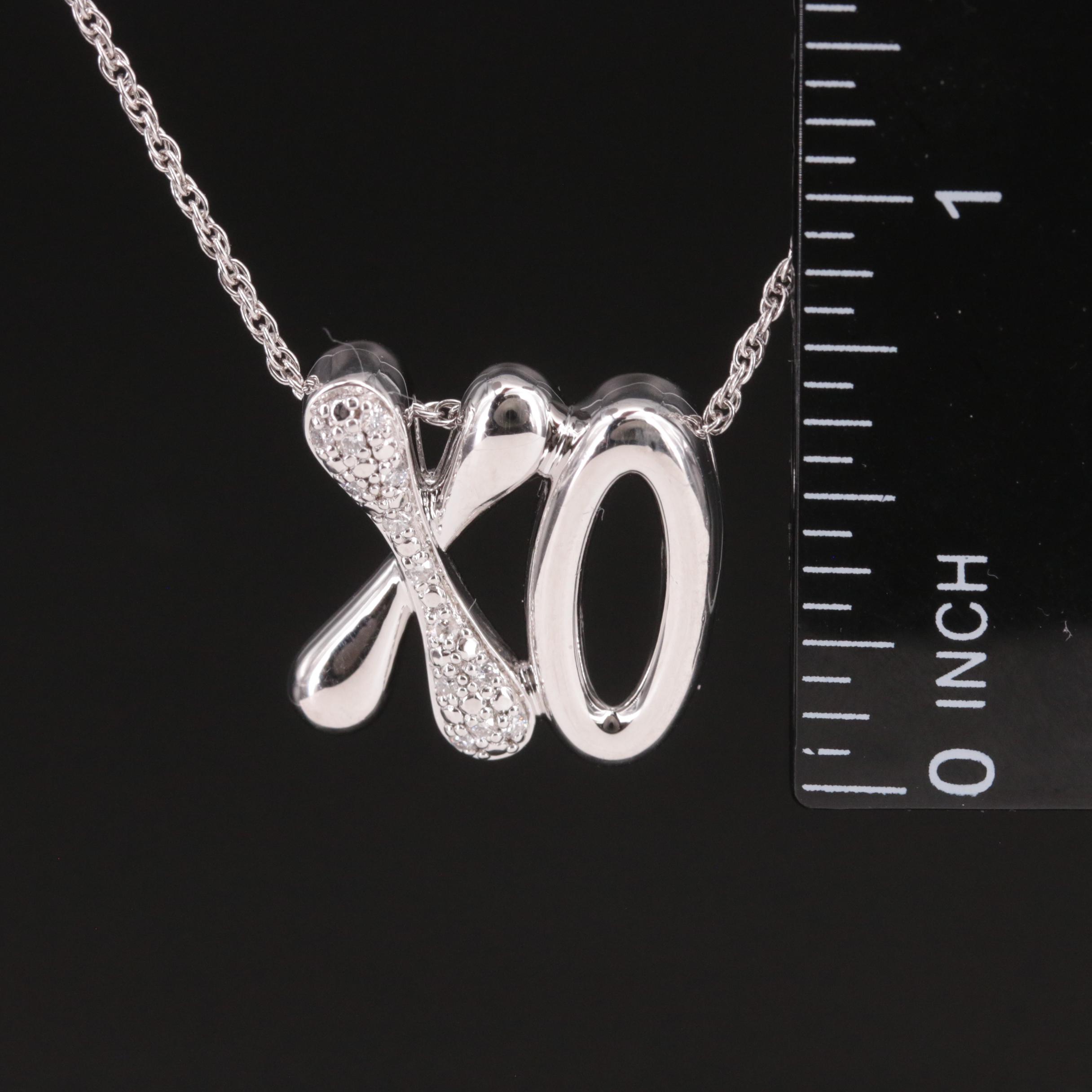 Sterling Diamond "XO" Pendant Necklace