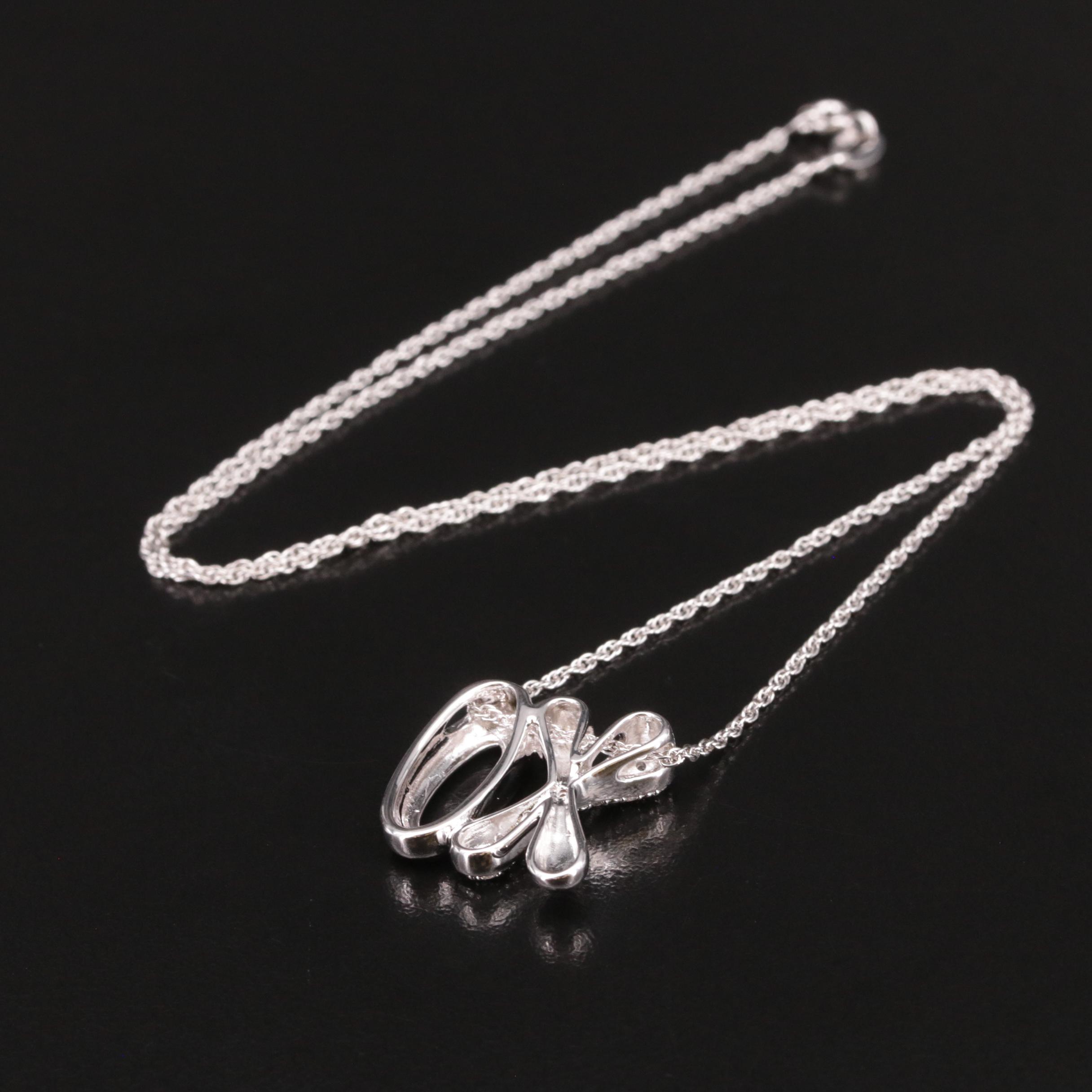 Sterling Diamond "XO" Pendant Necklace