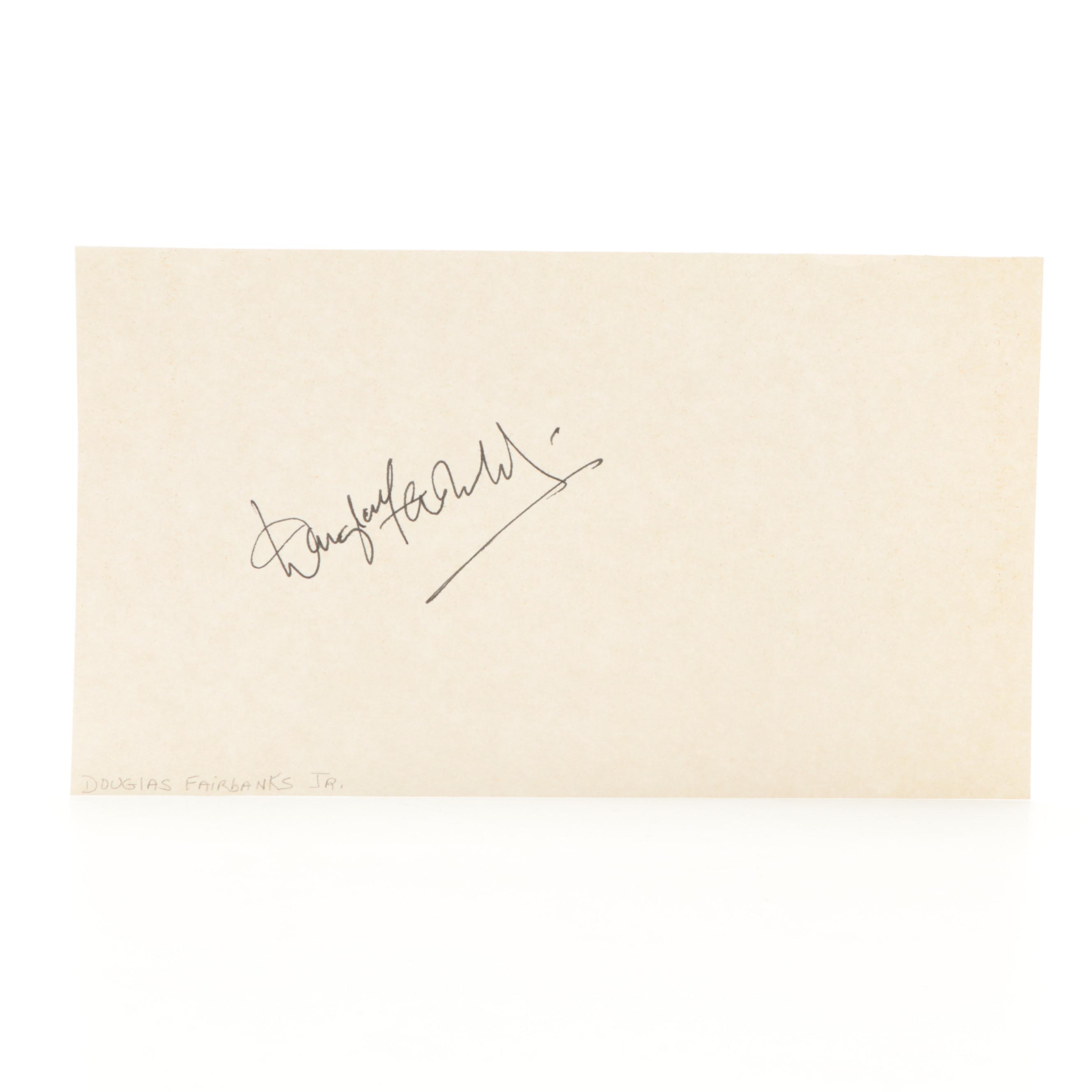 Douglas Fairbanks Jr. Signed Paper with Giclée Headshot