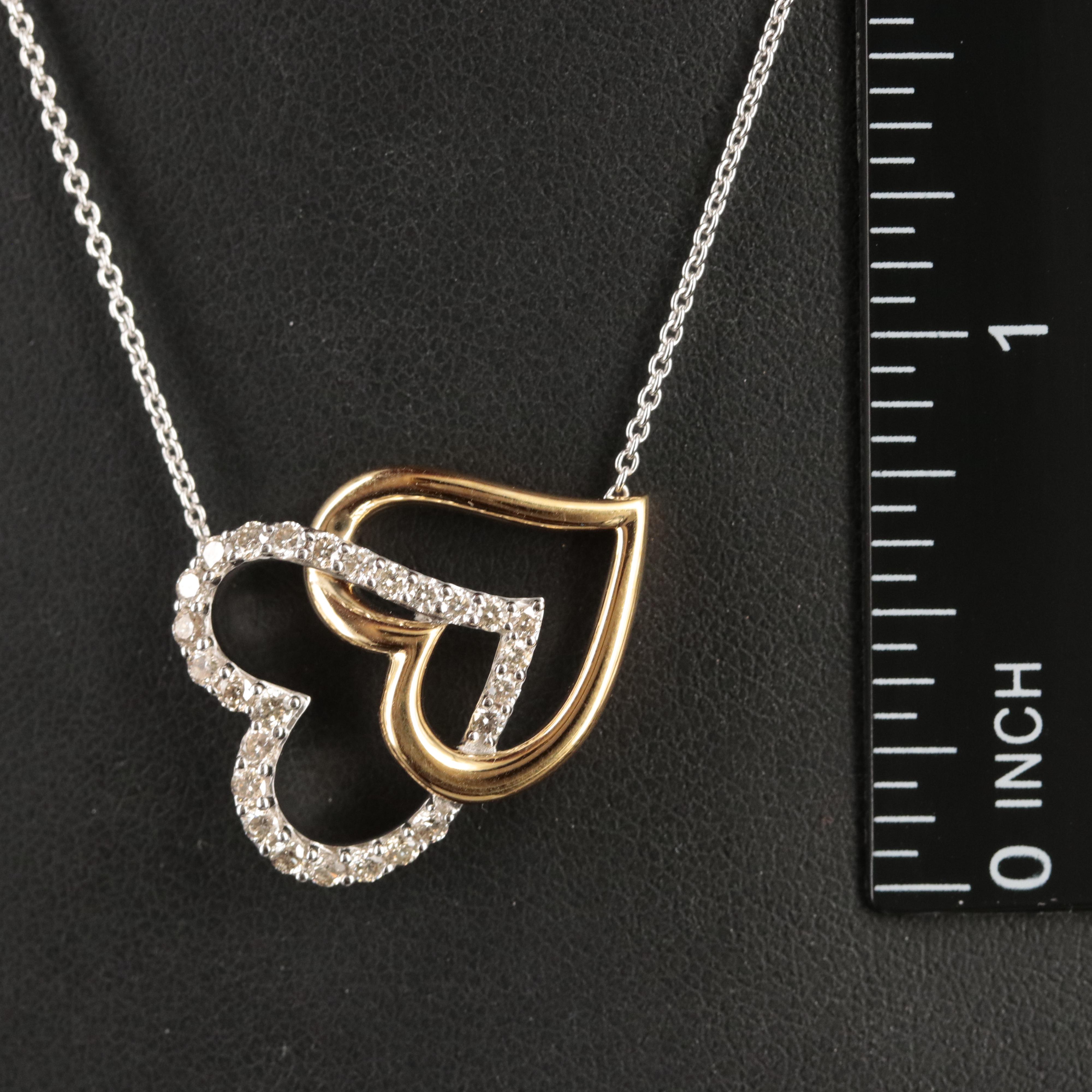 Sterling Diamond Double Heart Necklace