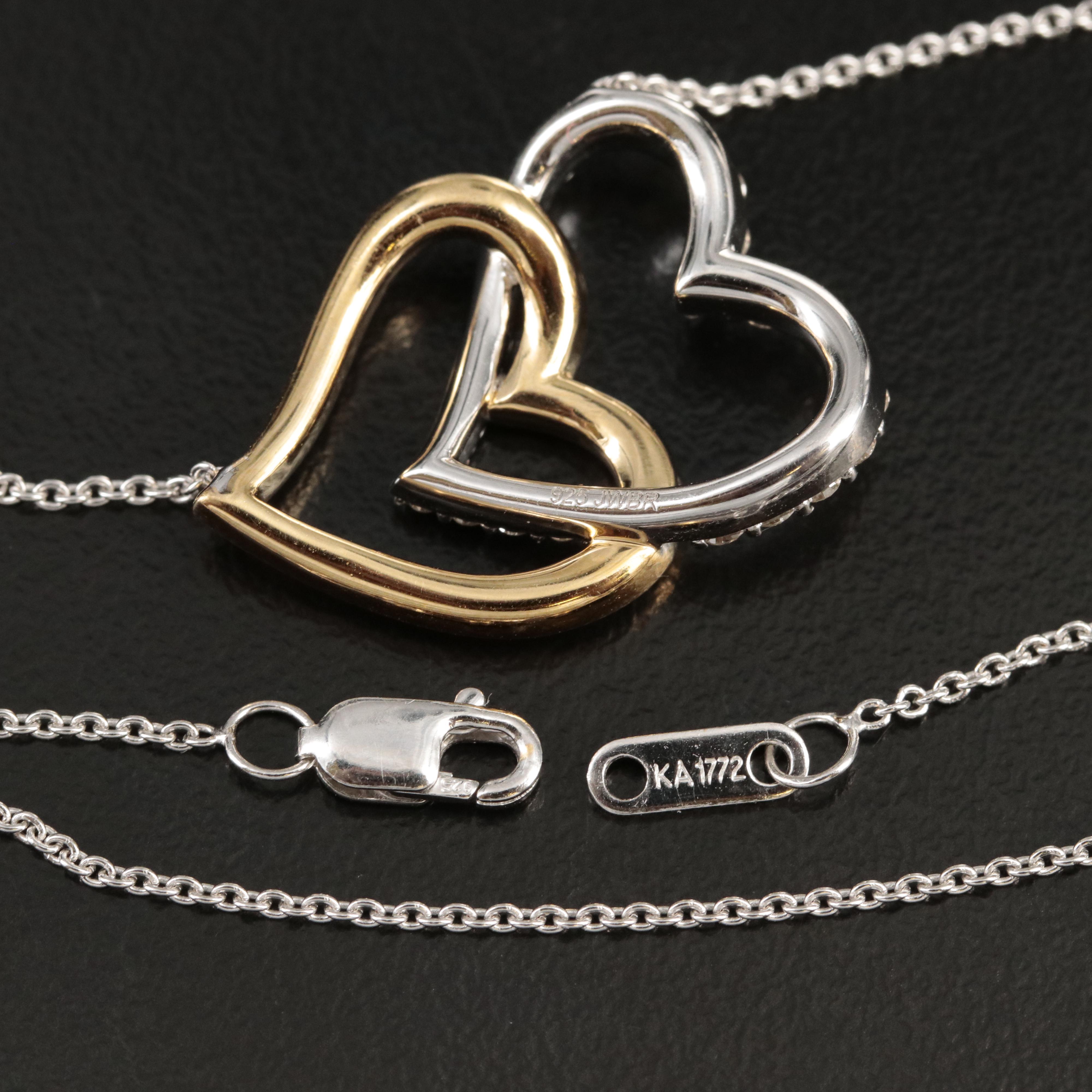 Sterling Diamond Double Heart Necklace