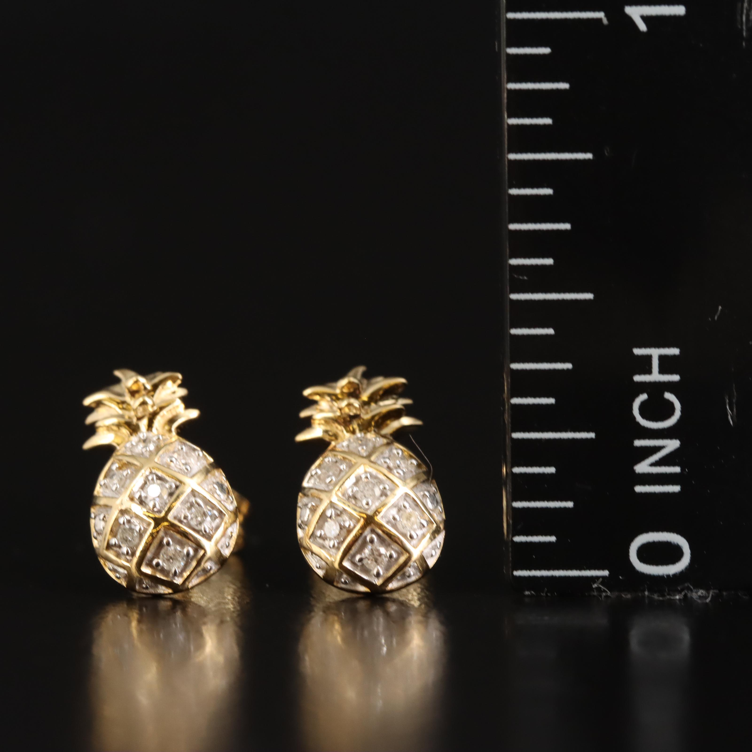Sterling Diamond Pineapple Stud Earrings