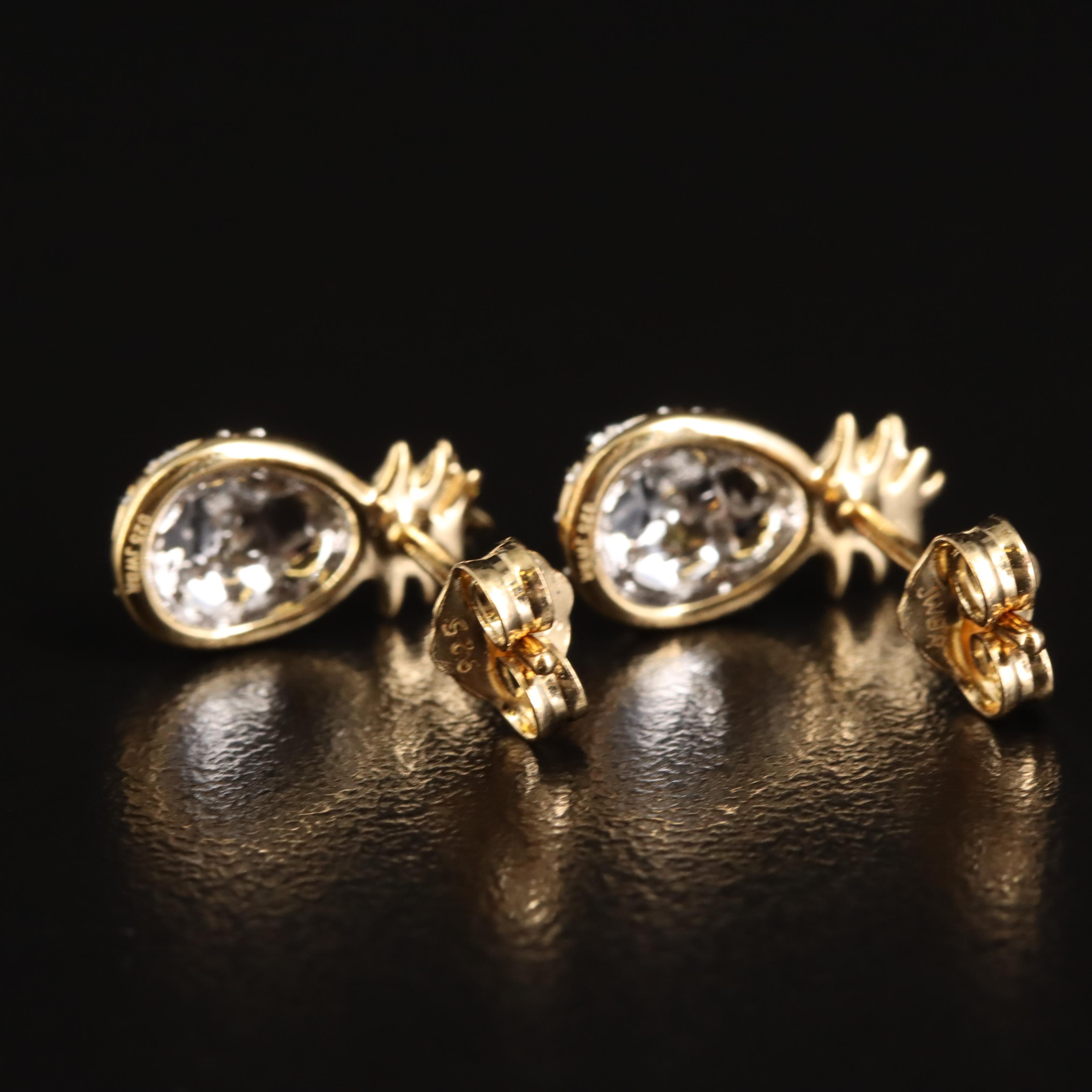 Sterling Diamond Pineapple Stud Earrings