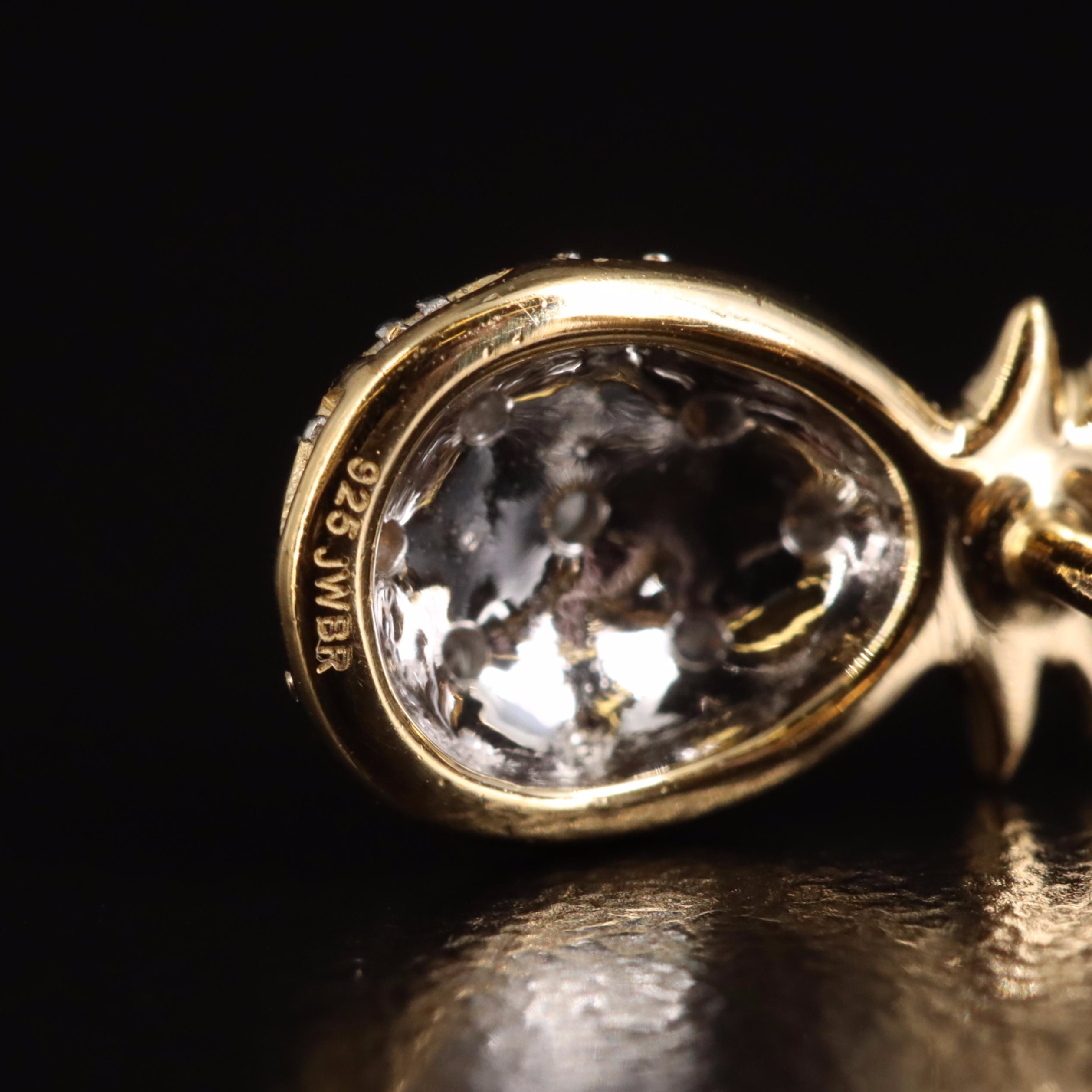 Sterling Diamond Pineapple Stud Earrings