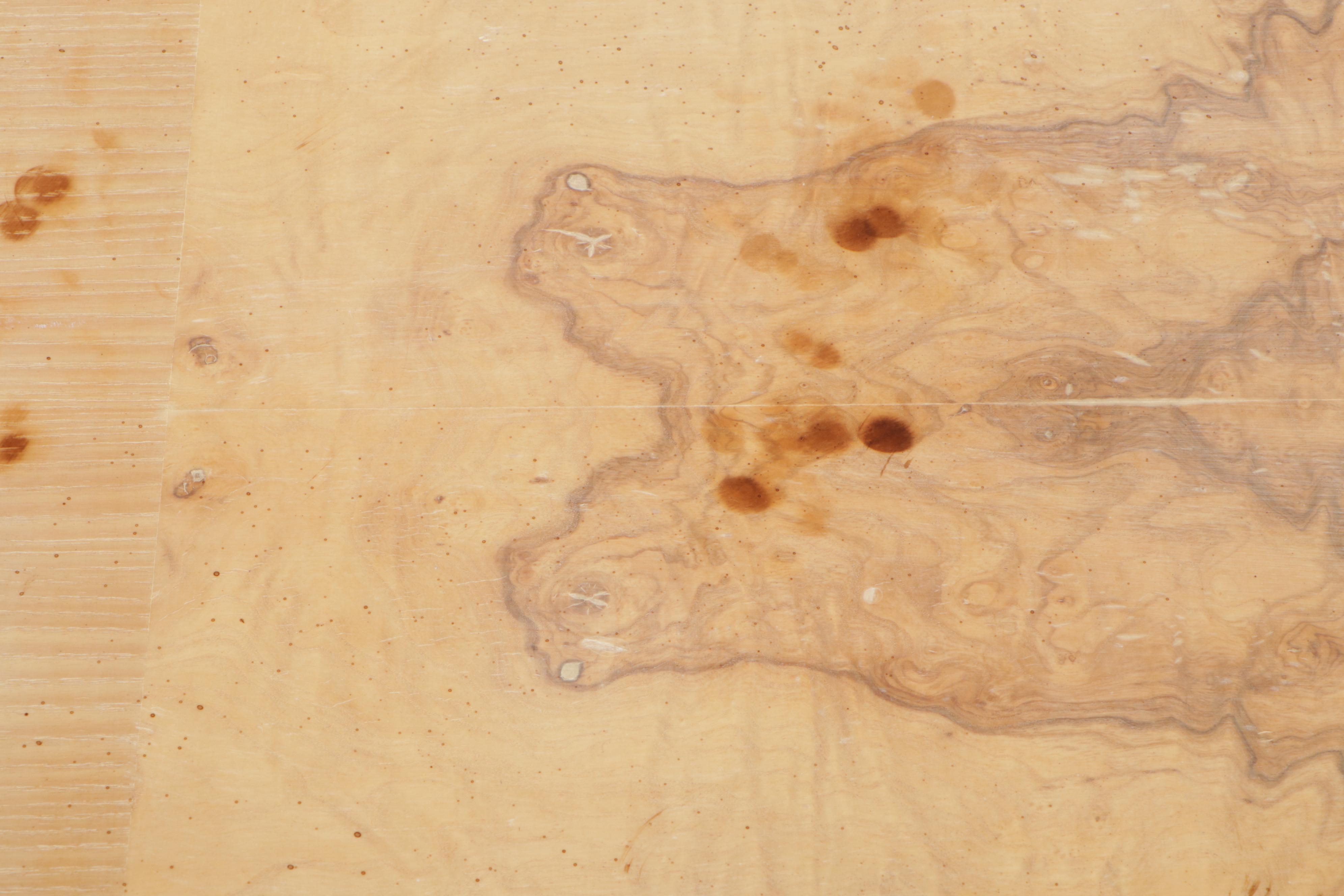 Pair of Drexel Heritage "Corinthian" Ash and Olive Ash Burl Nightstands