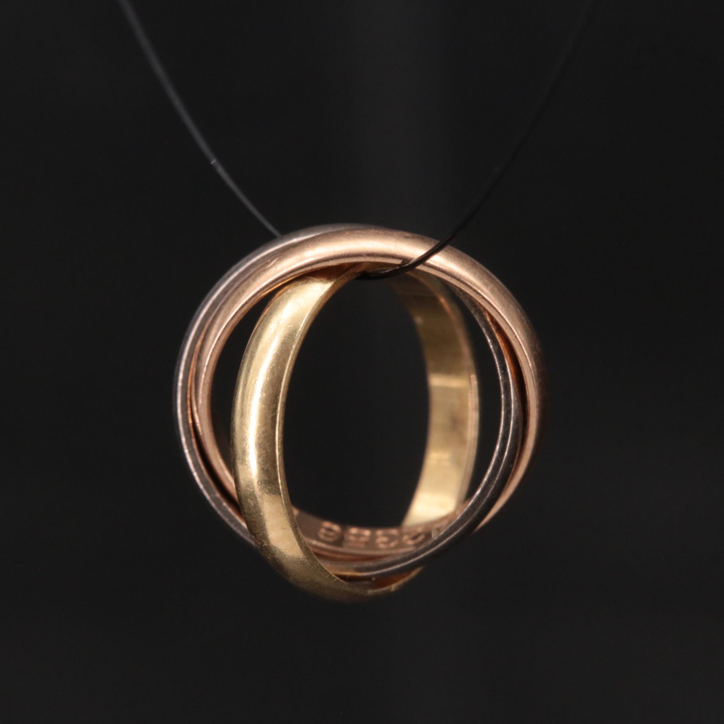 Cartier "Trinity" Interlocking Rings Pendant in Tri-Color 18K