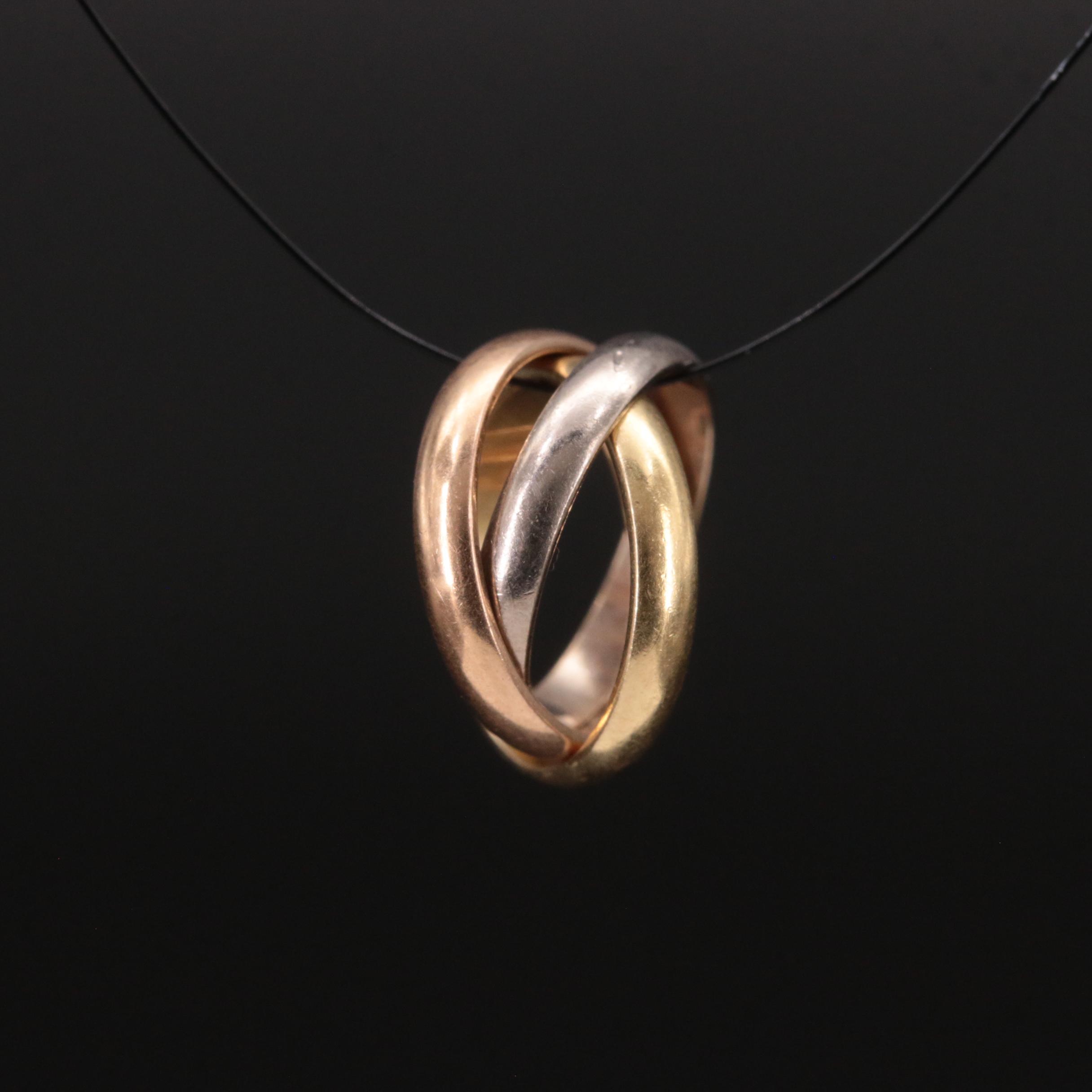 Cartier "Trinity" Interlocking Rings Pendant in Tri-Color 18K