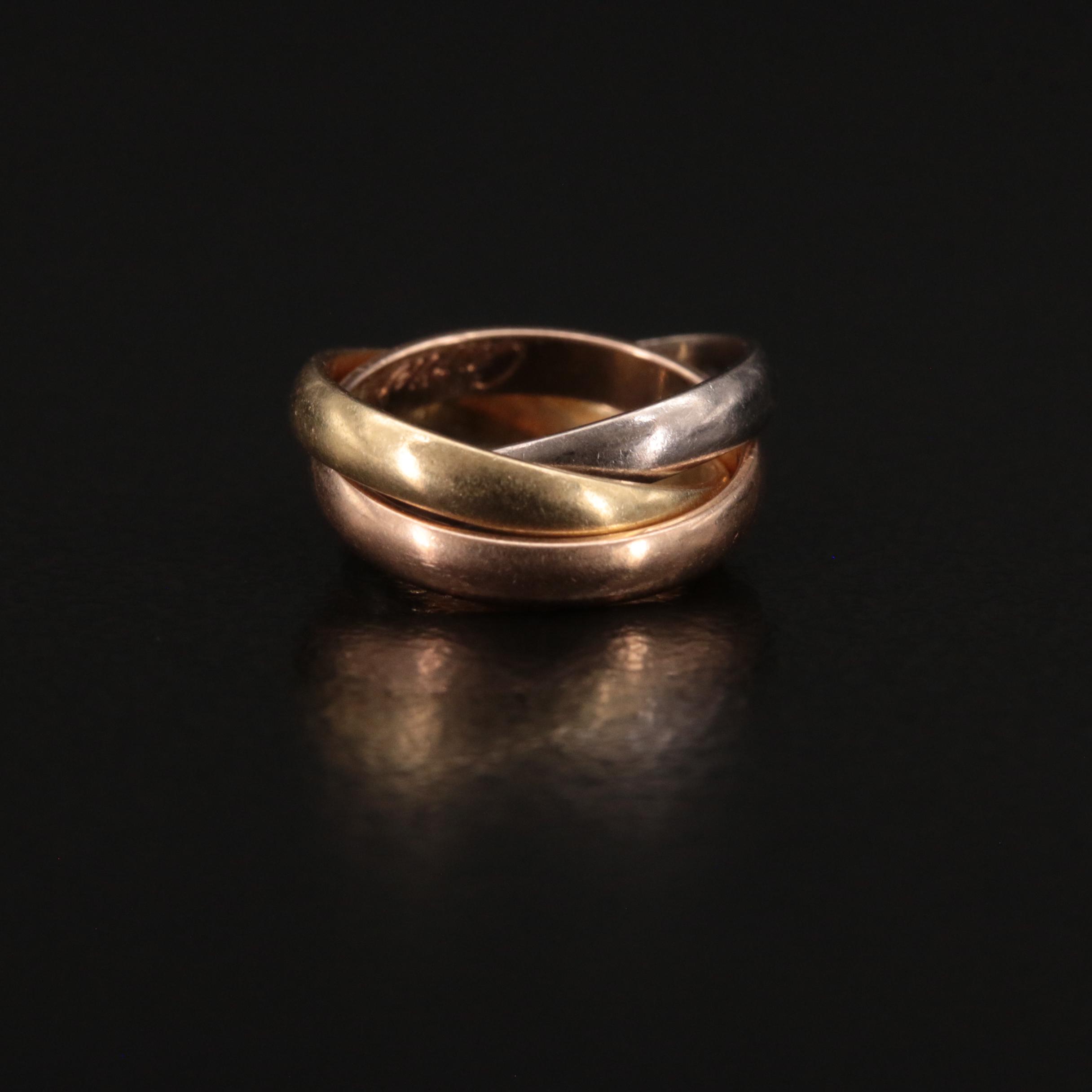 Cartier "Trinity" Interlocking Rings Pendant in Tri-Color 18K