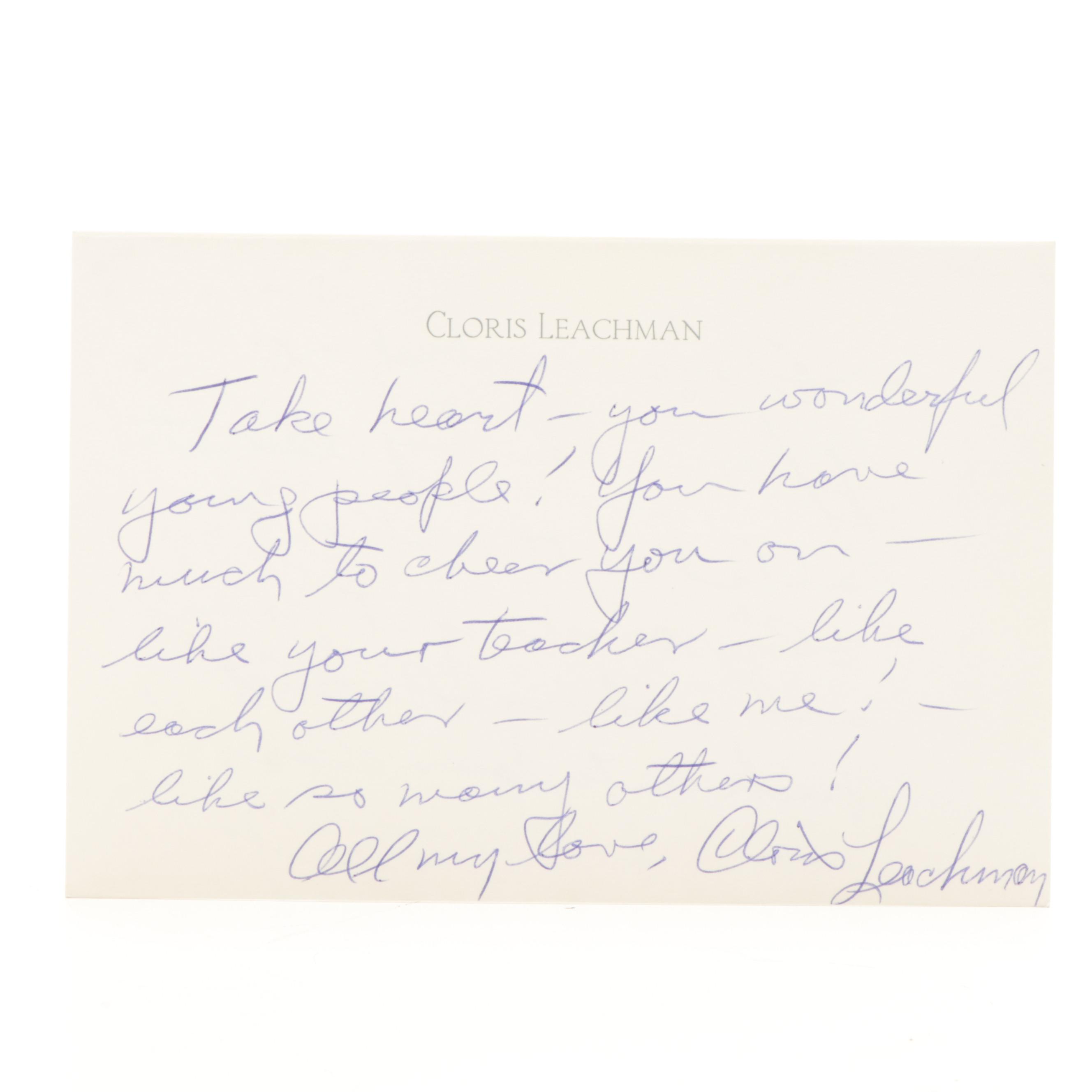 Cloris Leachman Handwritten and Signed Letter with Signed Giclée