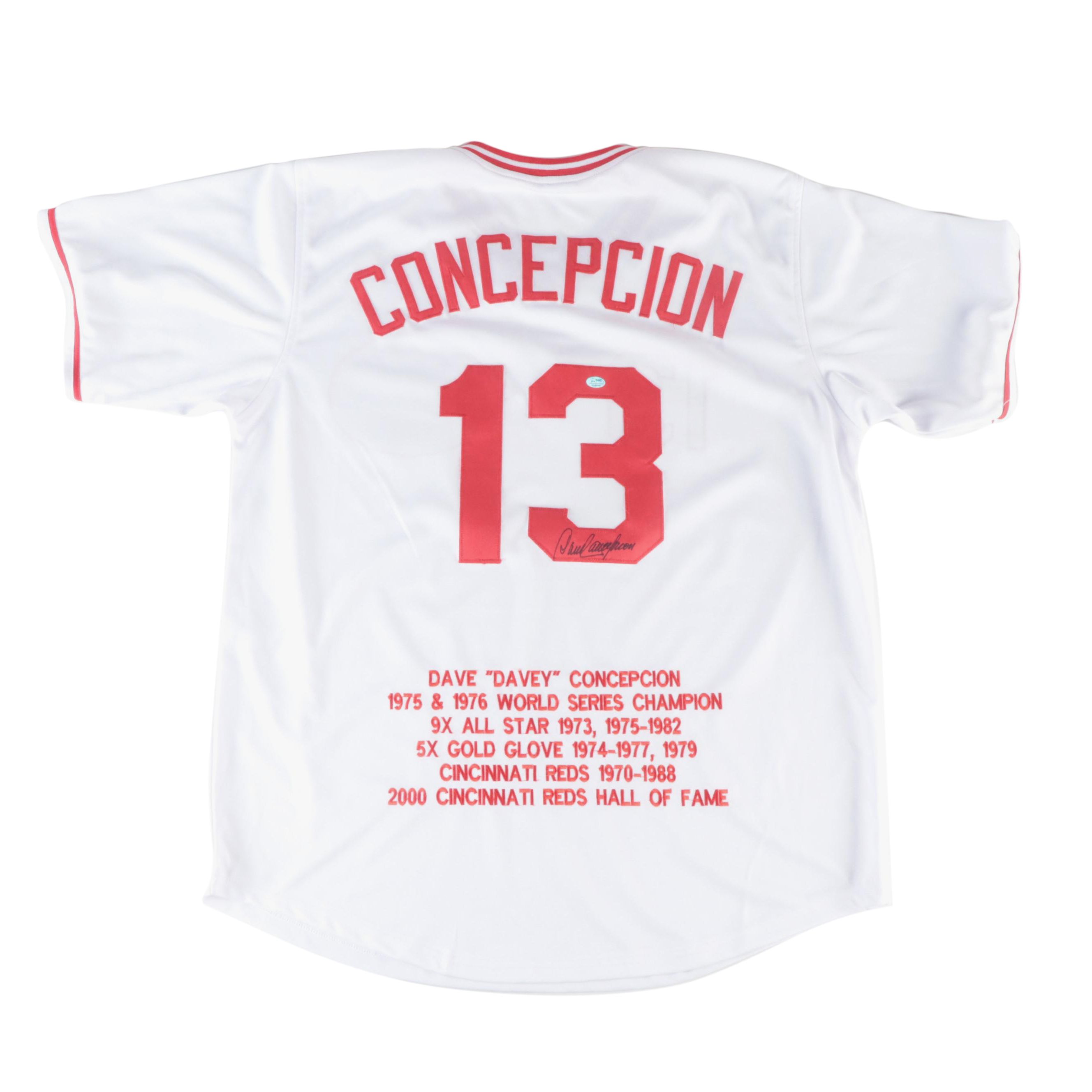 Cincinnati Reds Dave Concepcion Signed Career Stats Baseball Jersey