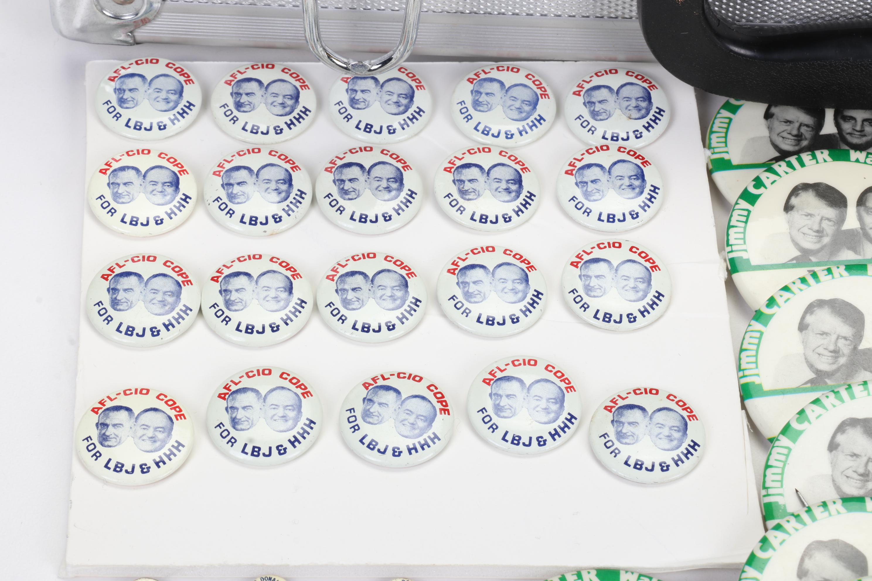 Vintage Political Pinbacks Featuring Reagan, Nixon, Carter, and More