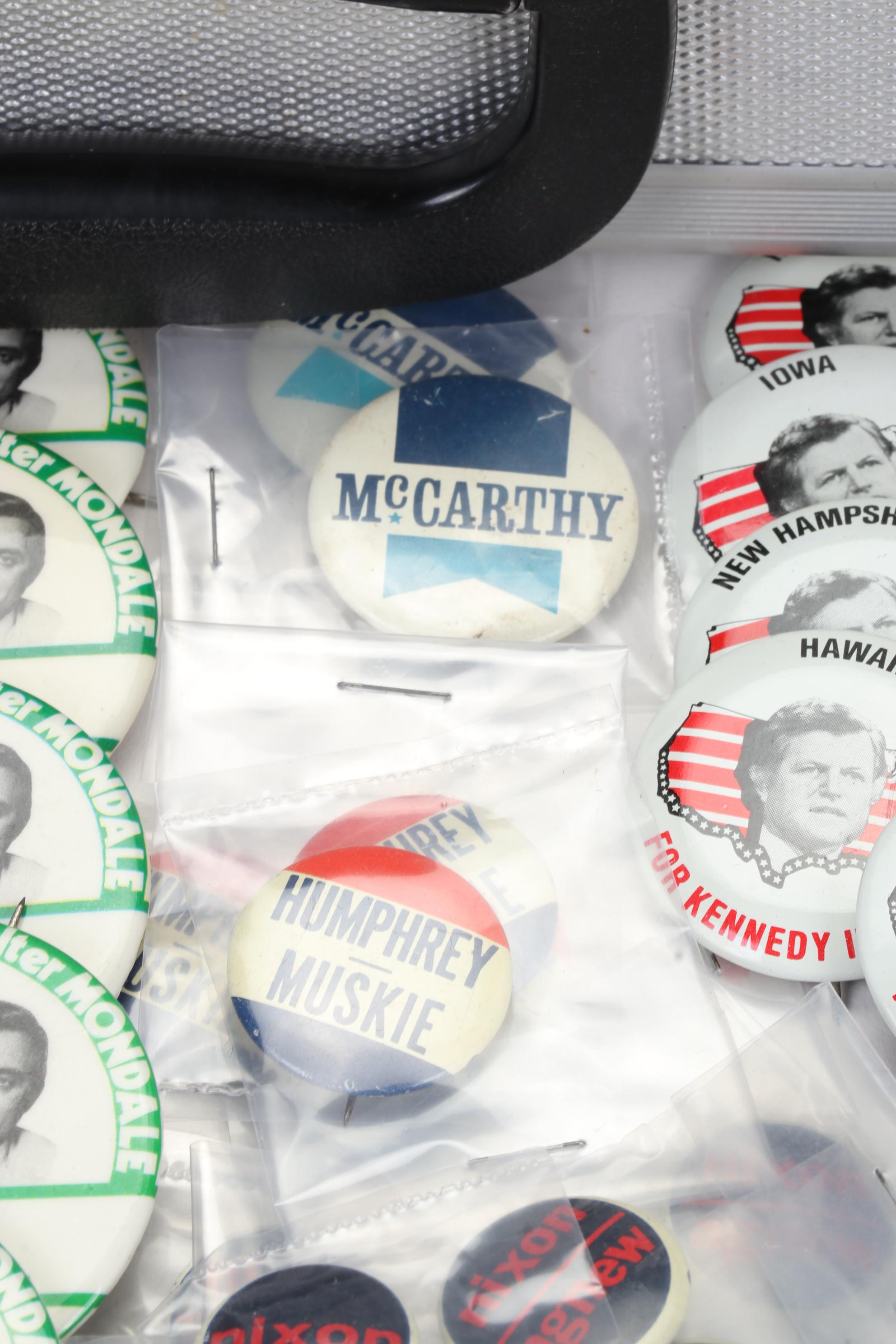Vintage Political Pinbacks Featuring Reagan, Nixon, Carter, and More