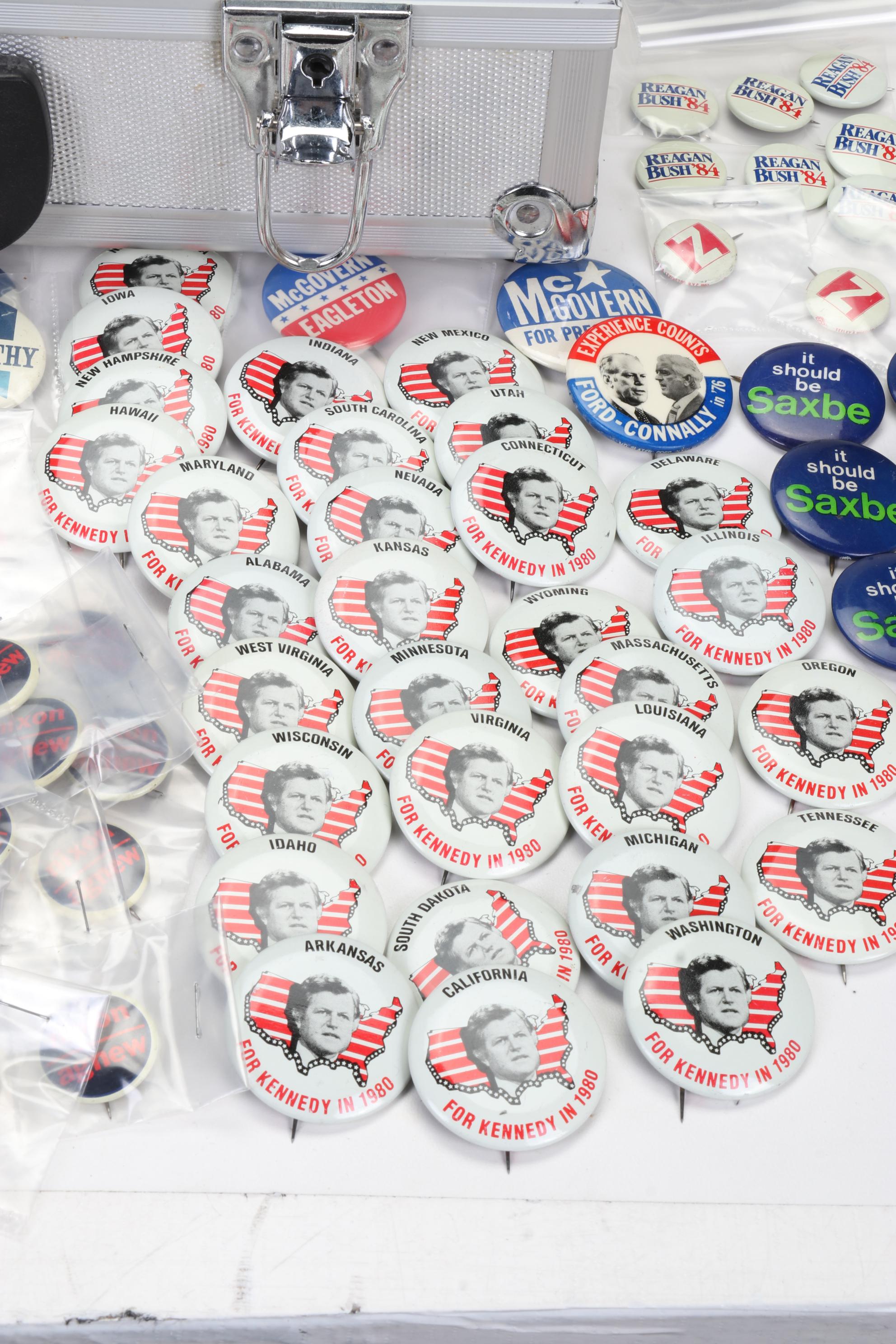 Vintage Political Pinbacks Featuring Reagan, Nixon, Carter, and More