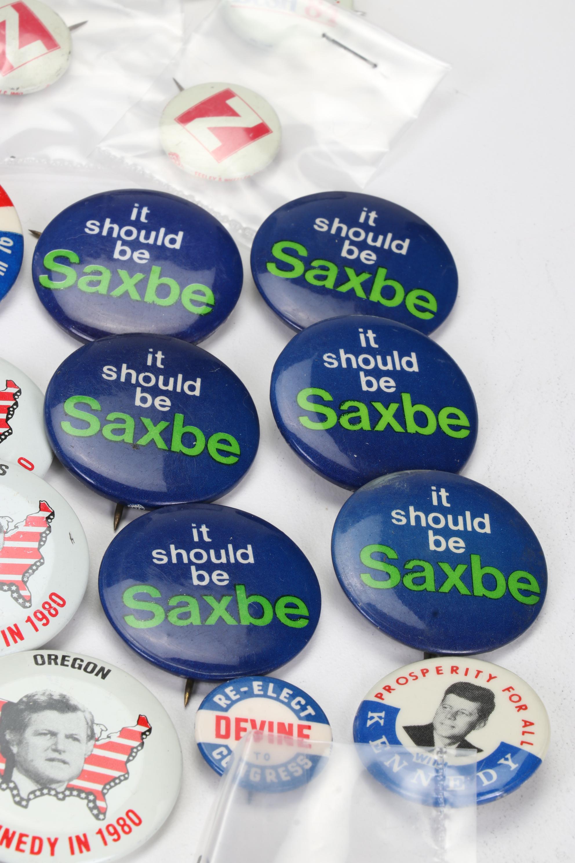 Vintage Political Pinbacks Featuring Reagan, Nixon, Carter, and More