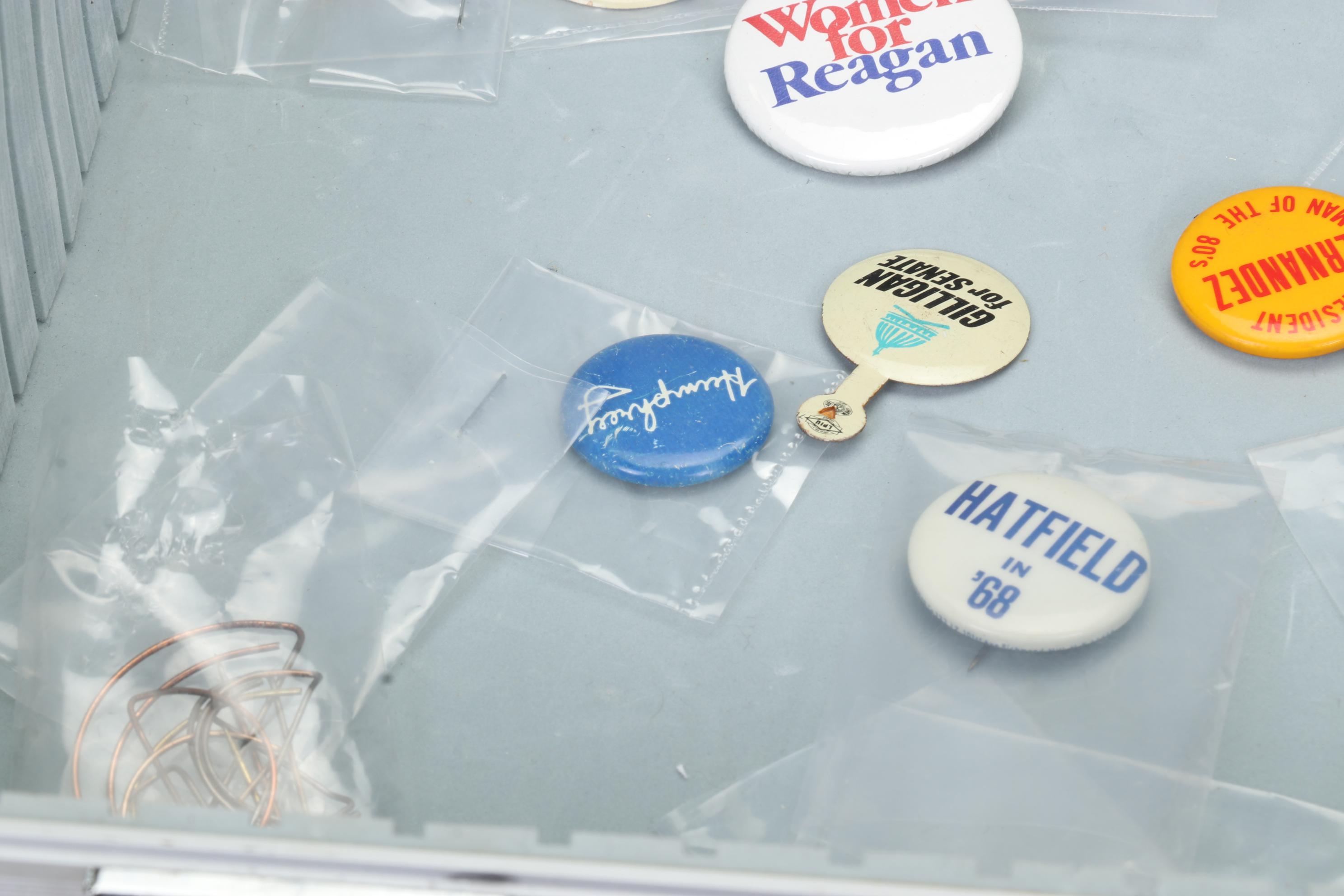 Vintage Political Pinbacks Featuring Reagan, Nixon, Carter, and More