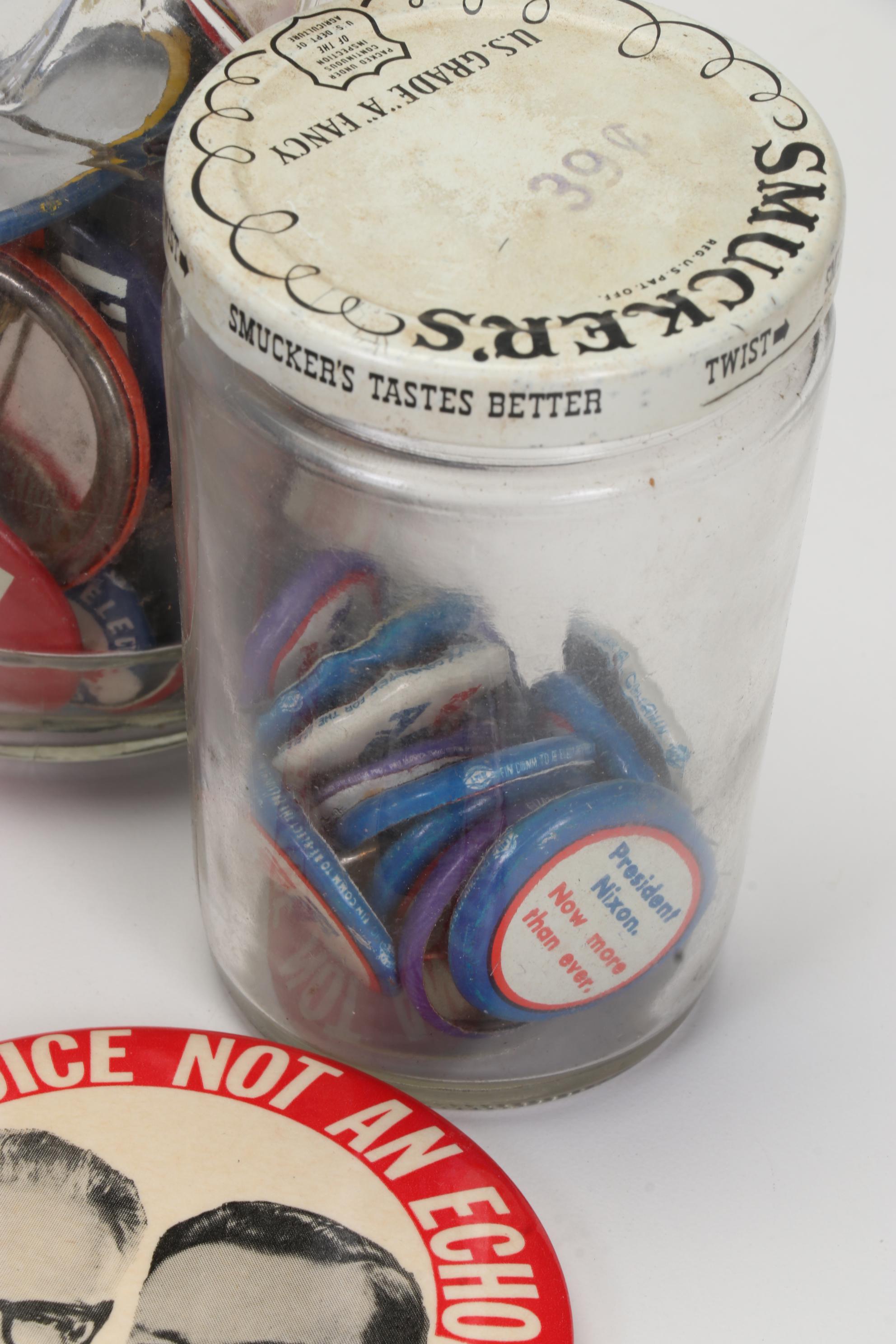 Vintage Political Pinbacks Featuring Reagan, Nixon, Carter, and More