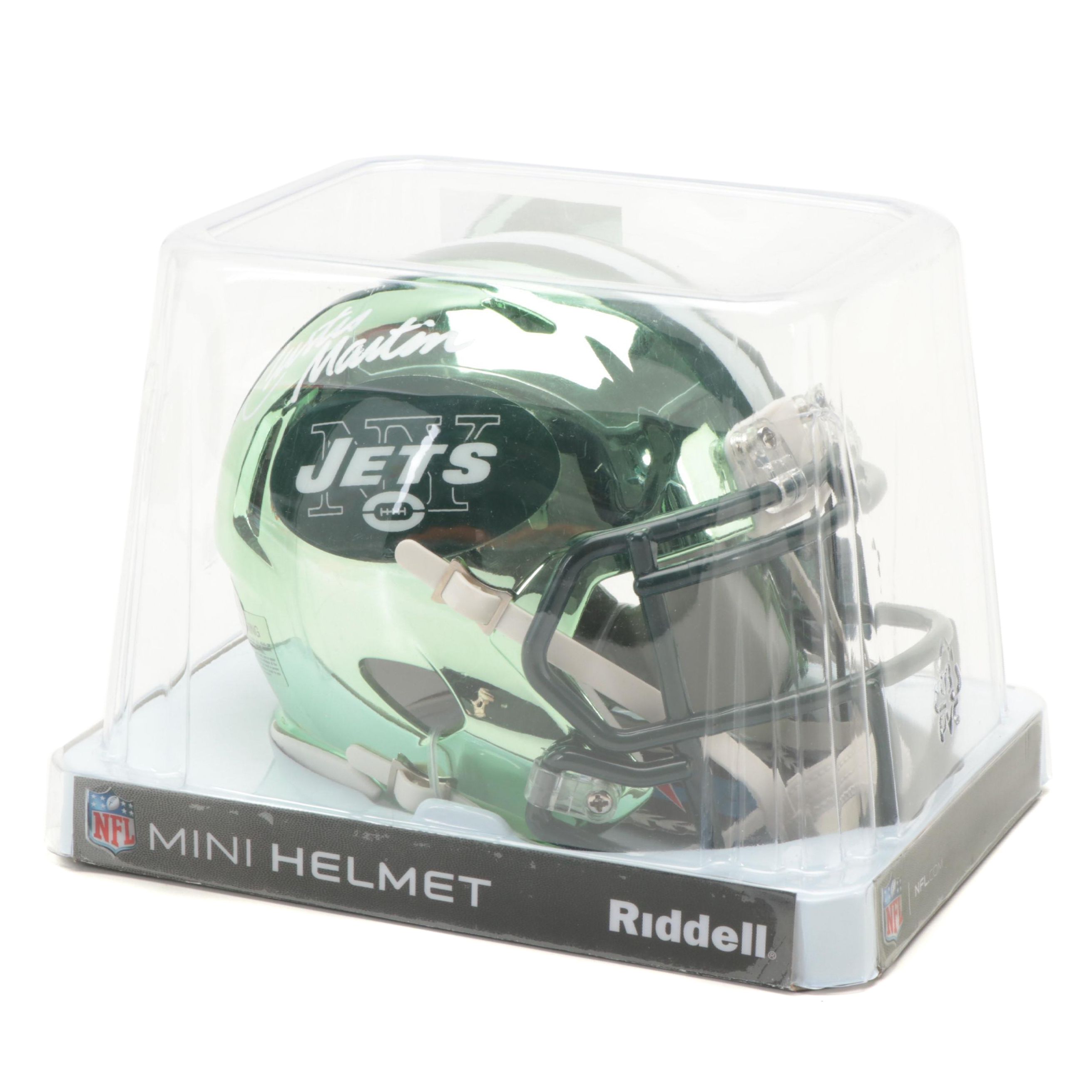 New York Jets Curtis Martin Chrome Alternate Signed Riddell Mini Football Helmet
