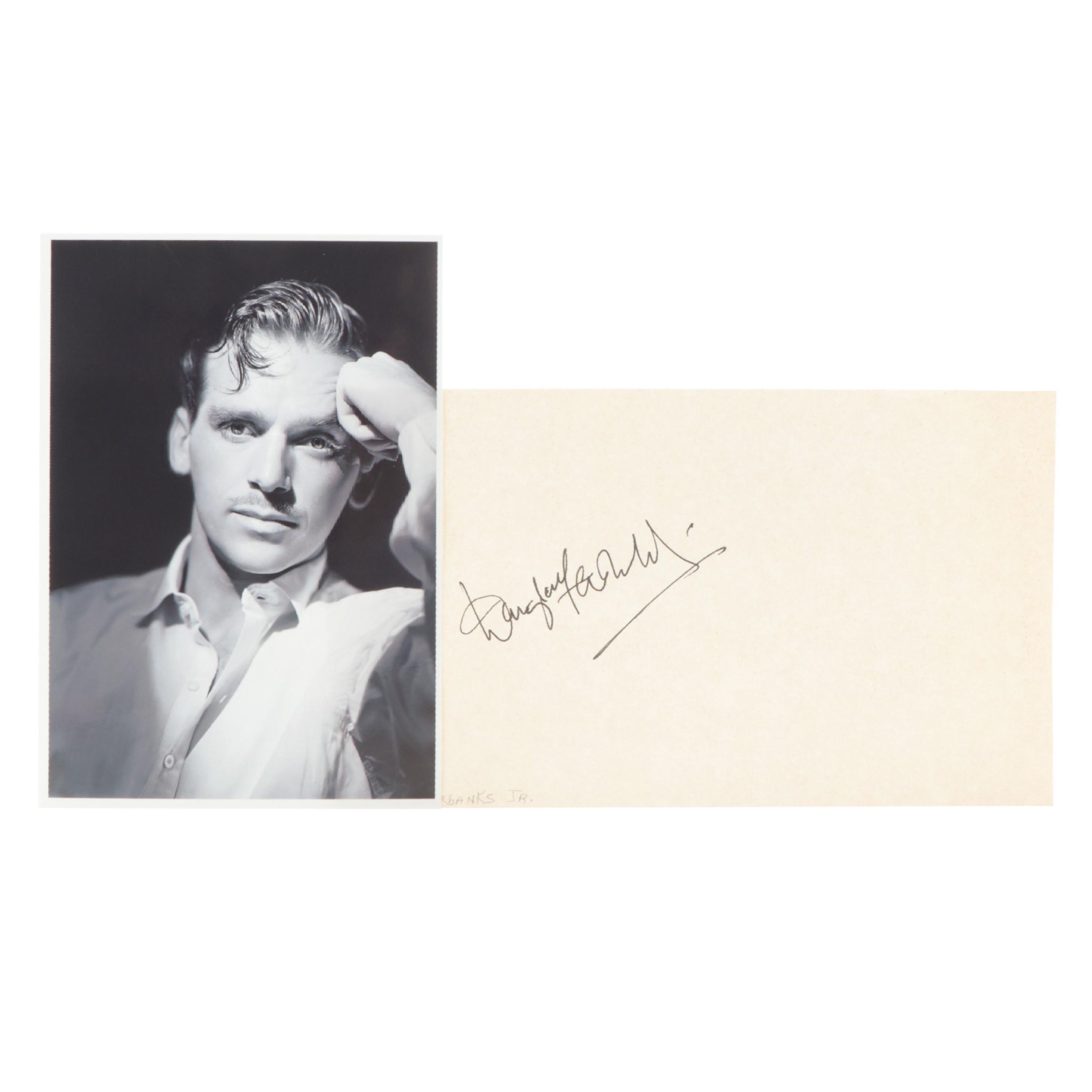 Douglas Fairbanks Jr. Signed Paper with Giclée Headshot