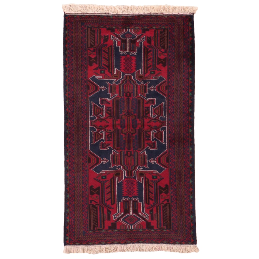 2'10 x 5'3 Hand-Knotted Afghan Baluch Accent Rug