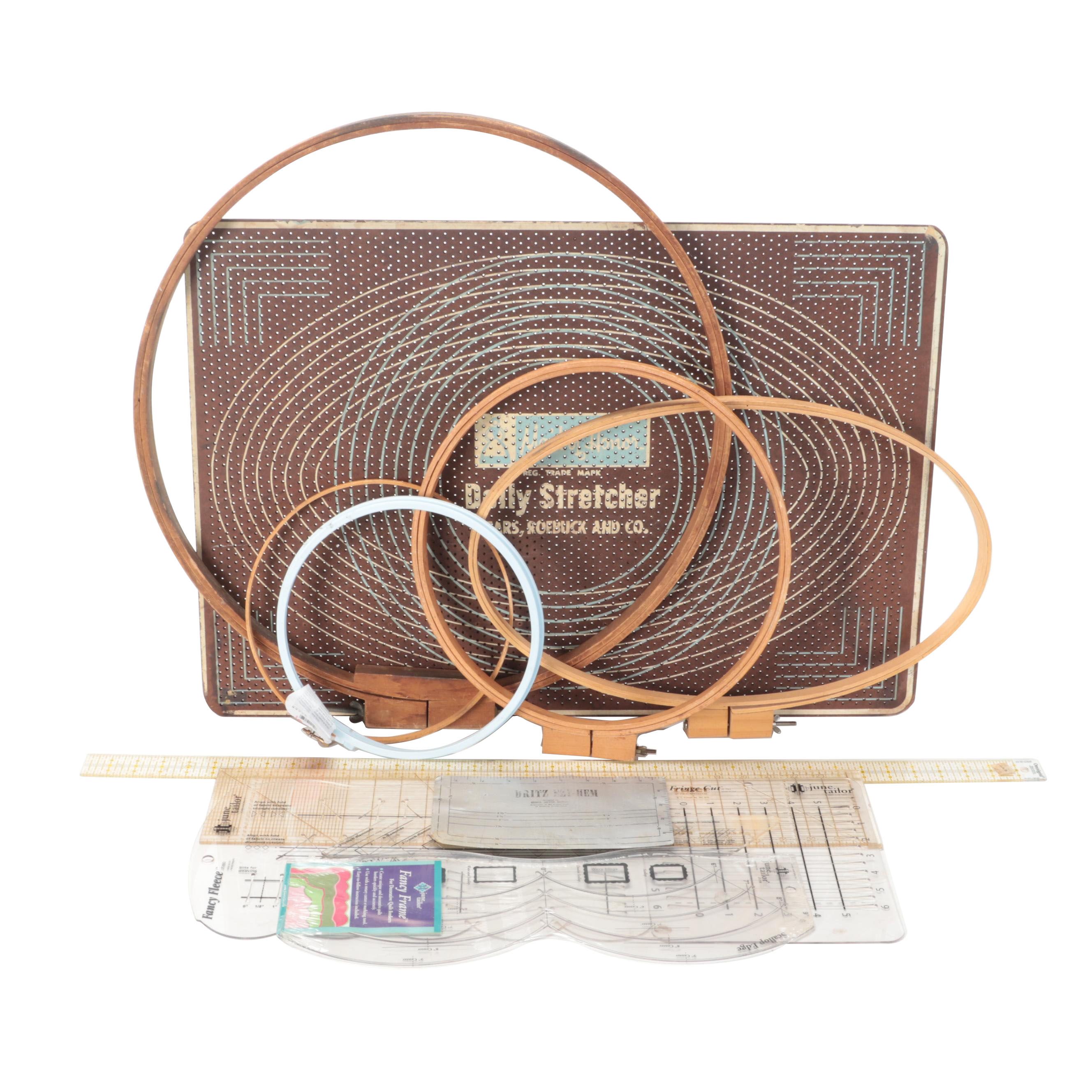 June Tailor and Other Quilting Rulers and Templates with Embroidery Hoops