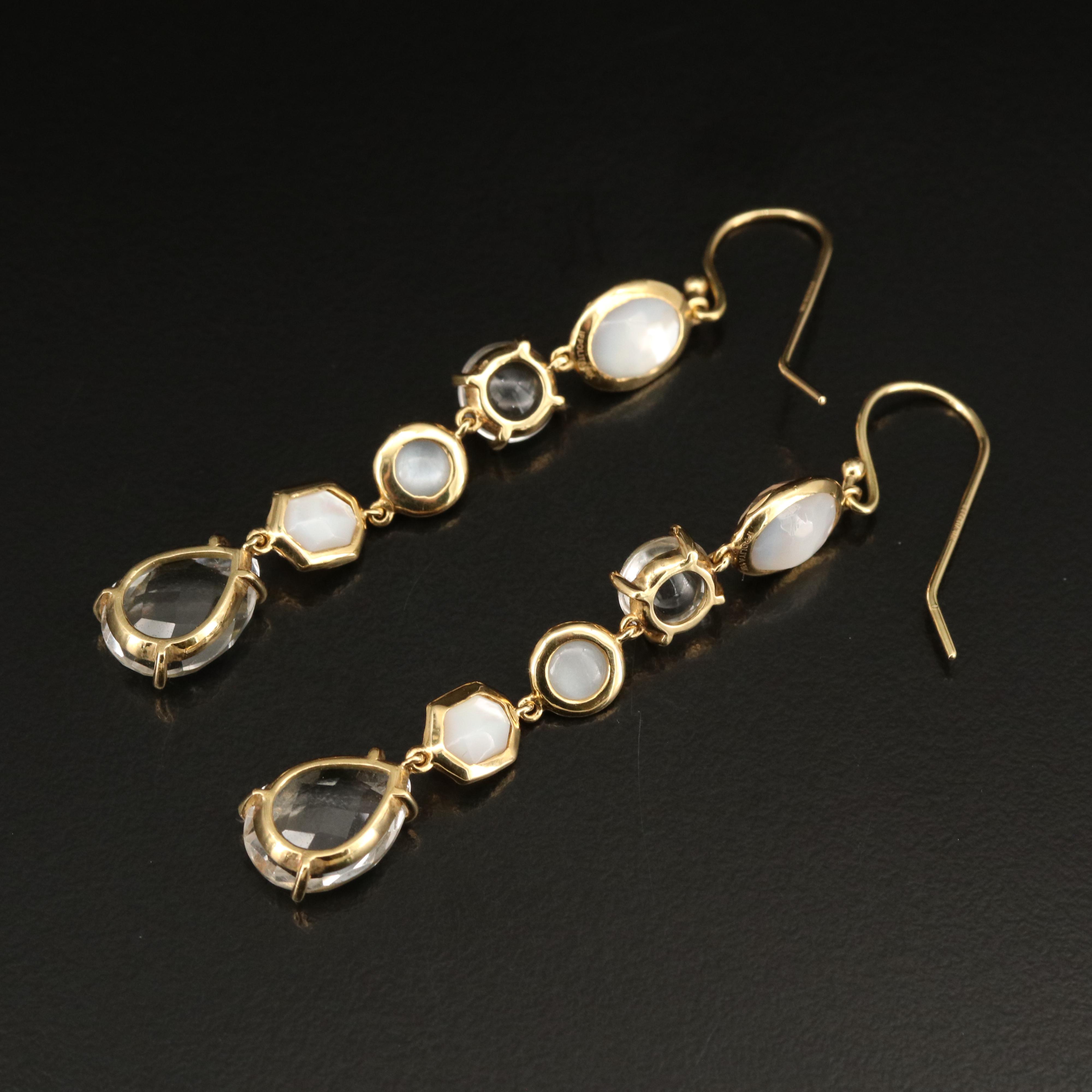 Ippolita "Rock Candy" 18K Quartz, Moonstone and Mother-of-Pearl Earrings