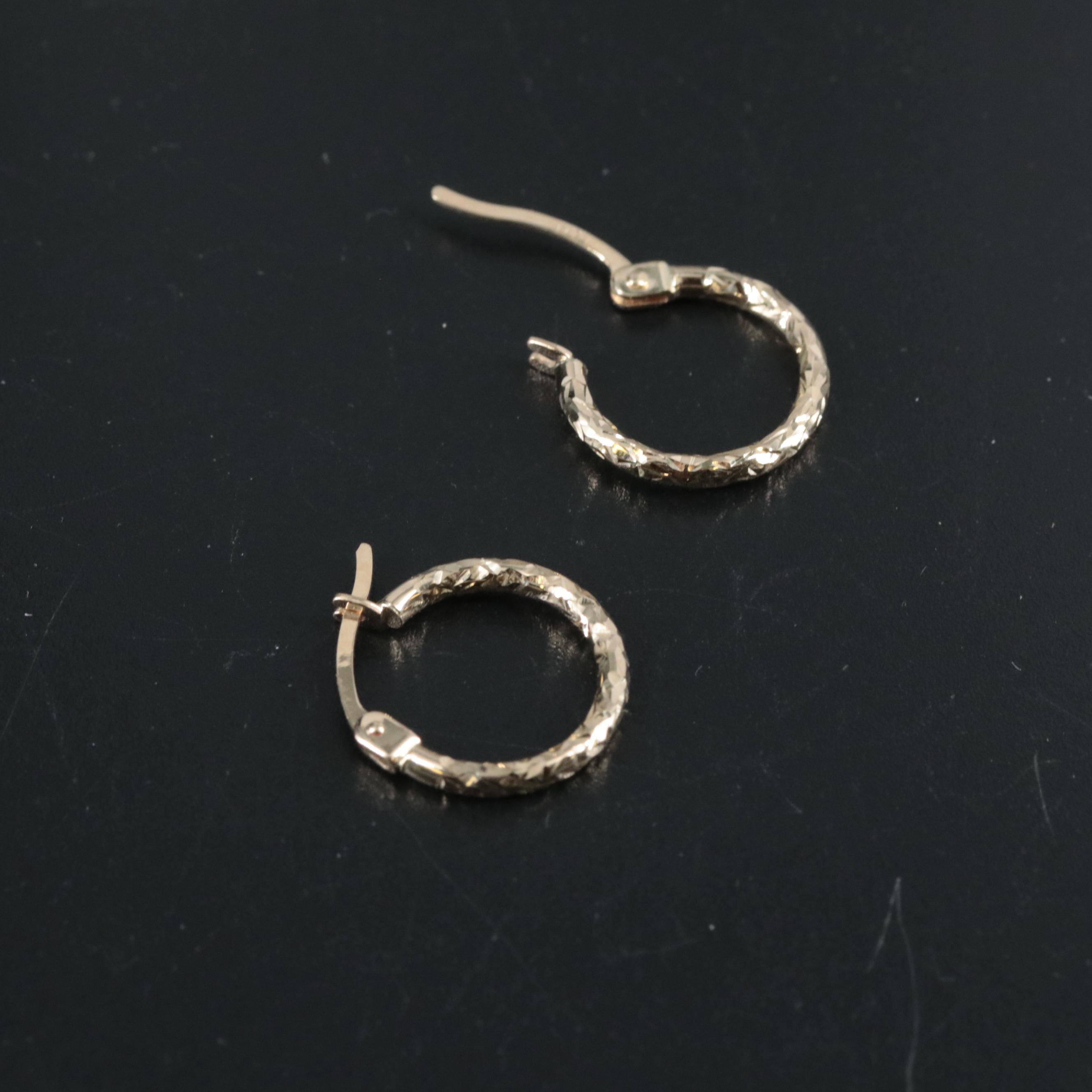 14K Reflective Huggie Earrings