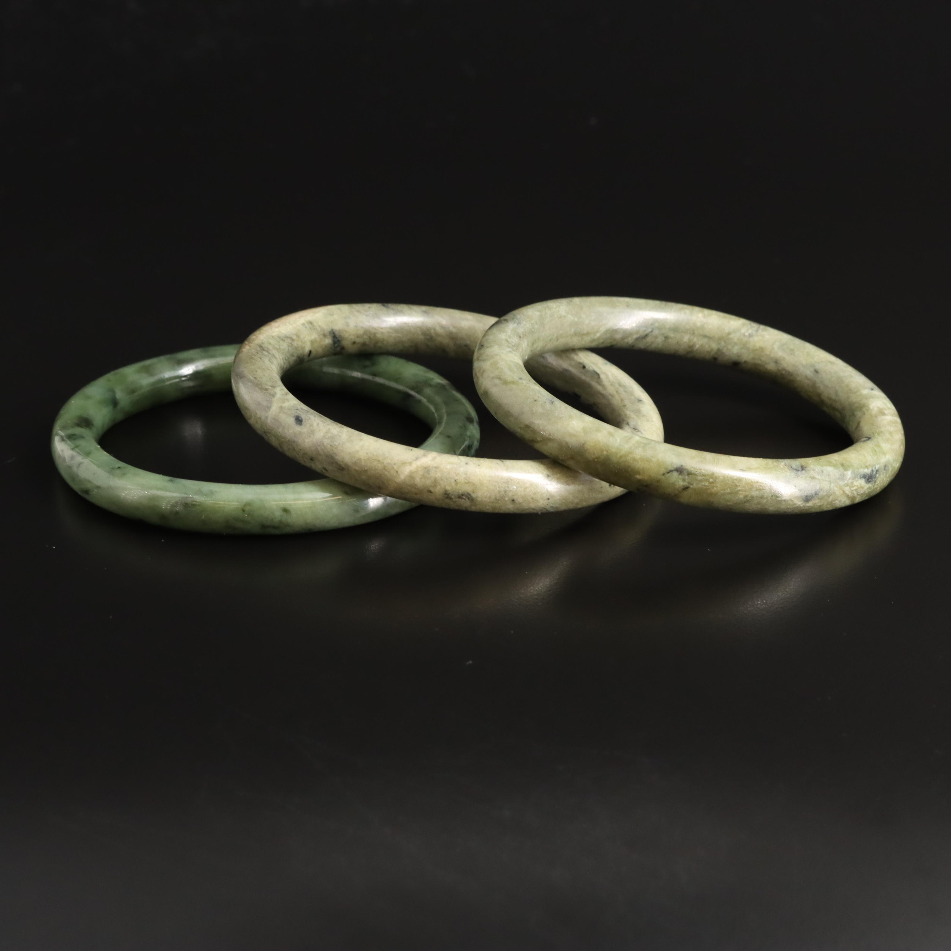 Nephrite and Faux Cinnabar Bangles