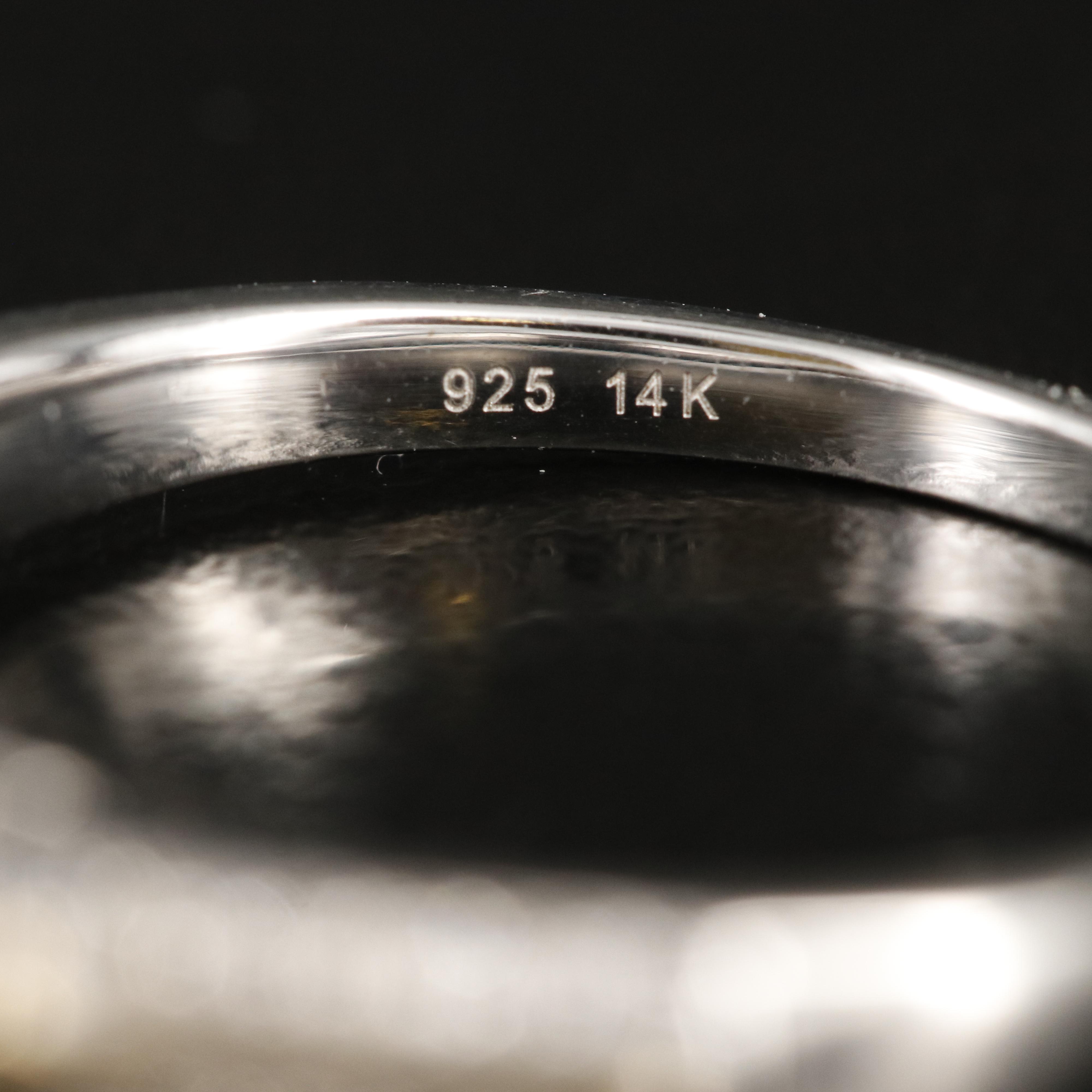 Sterling Diamond Ring Set with 14K Cross Accents