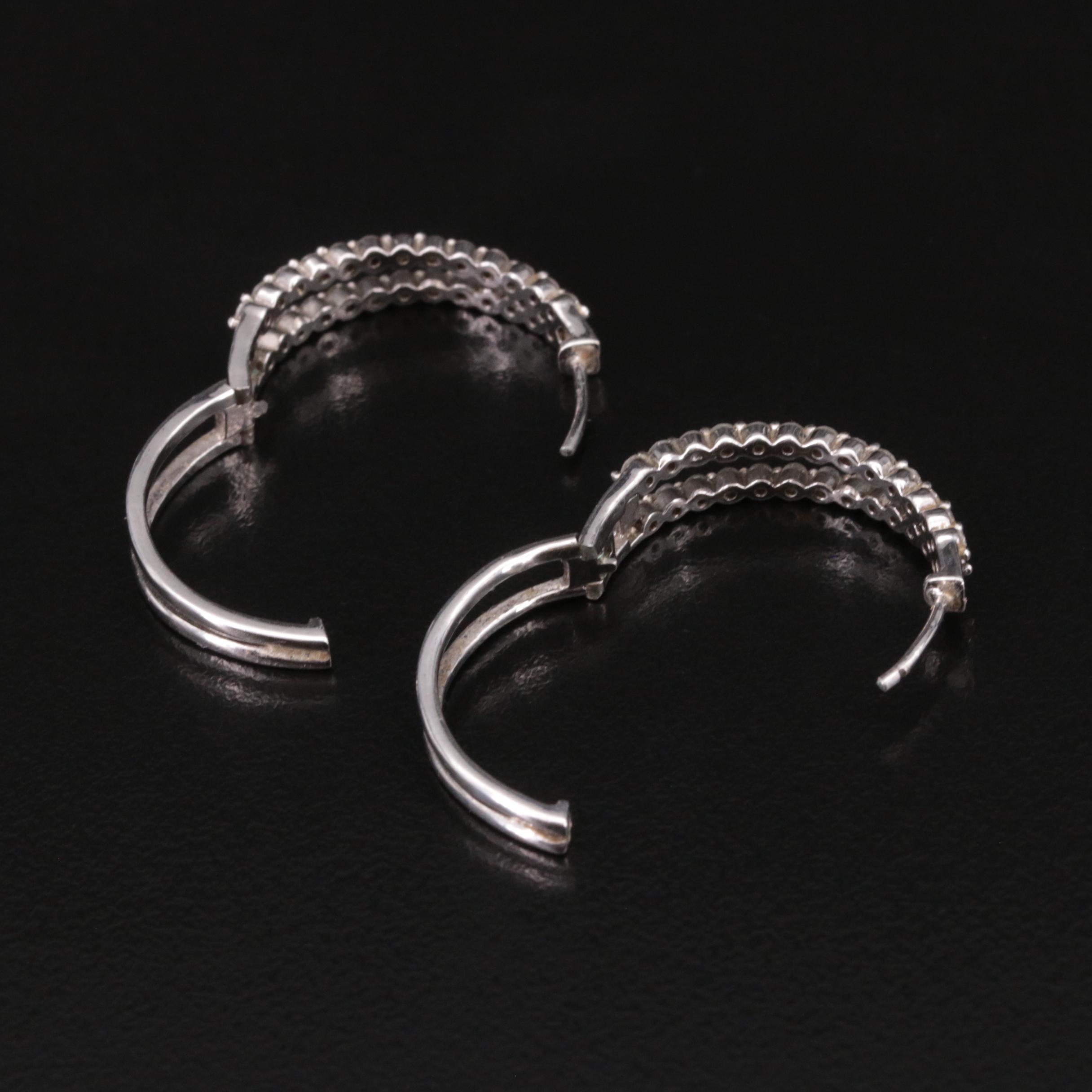Sterling 1.02 CTW Diamond Hoop Earrings