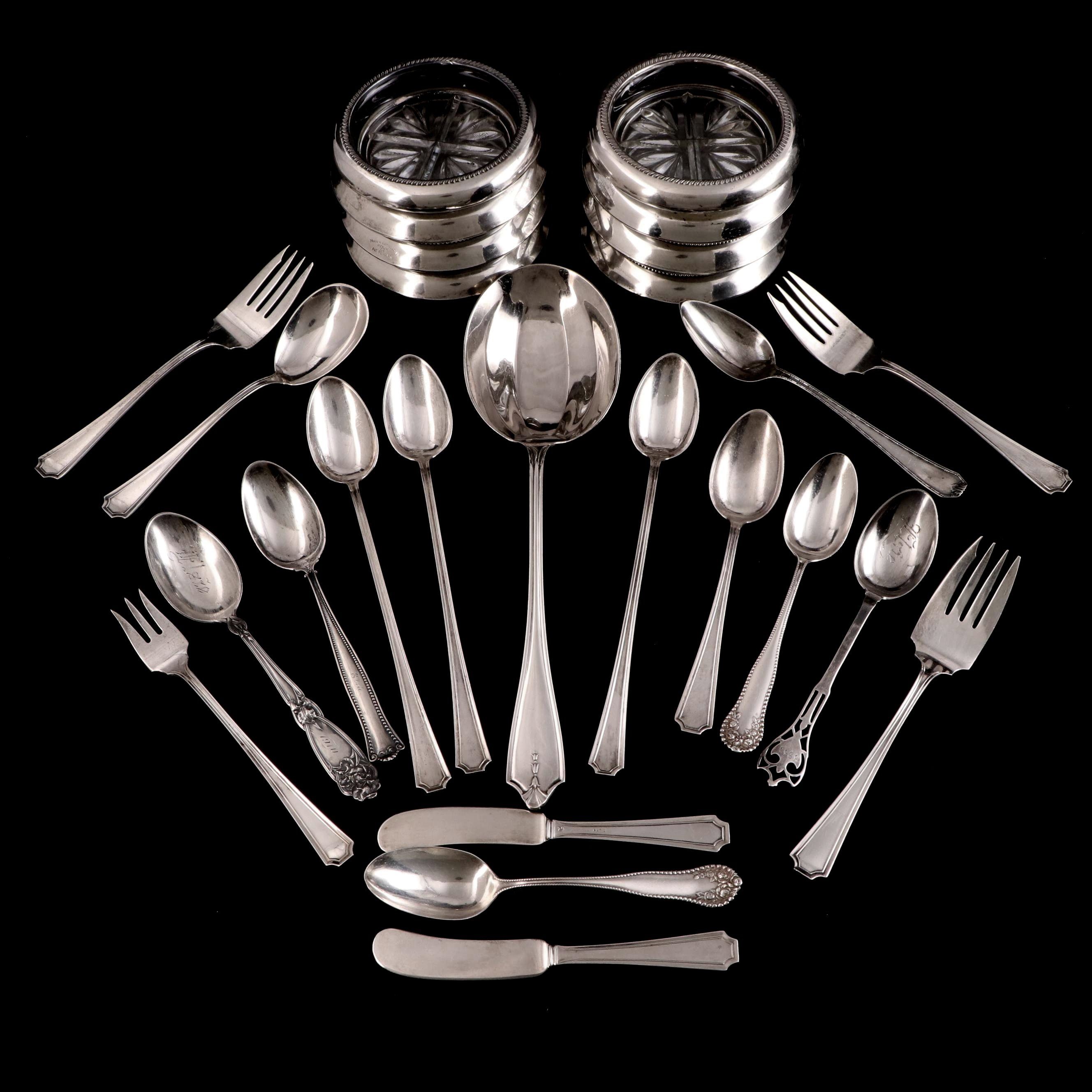 Durgin and Other Sterling Silver Flatware, Serving Utensils and Coasters