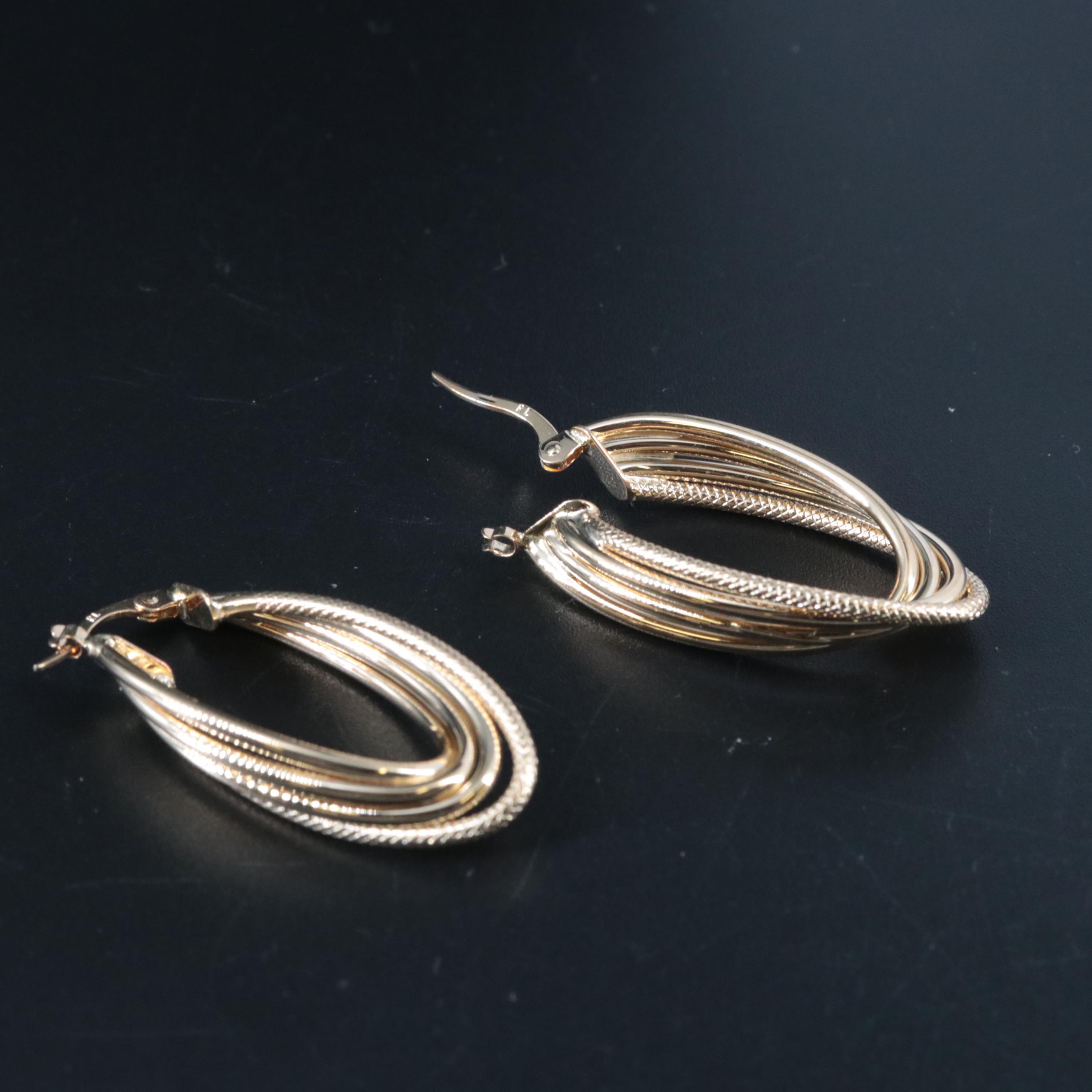 14K Oval Hoop Earrings