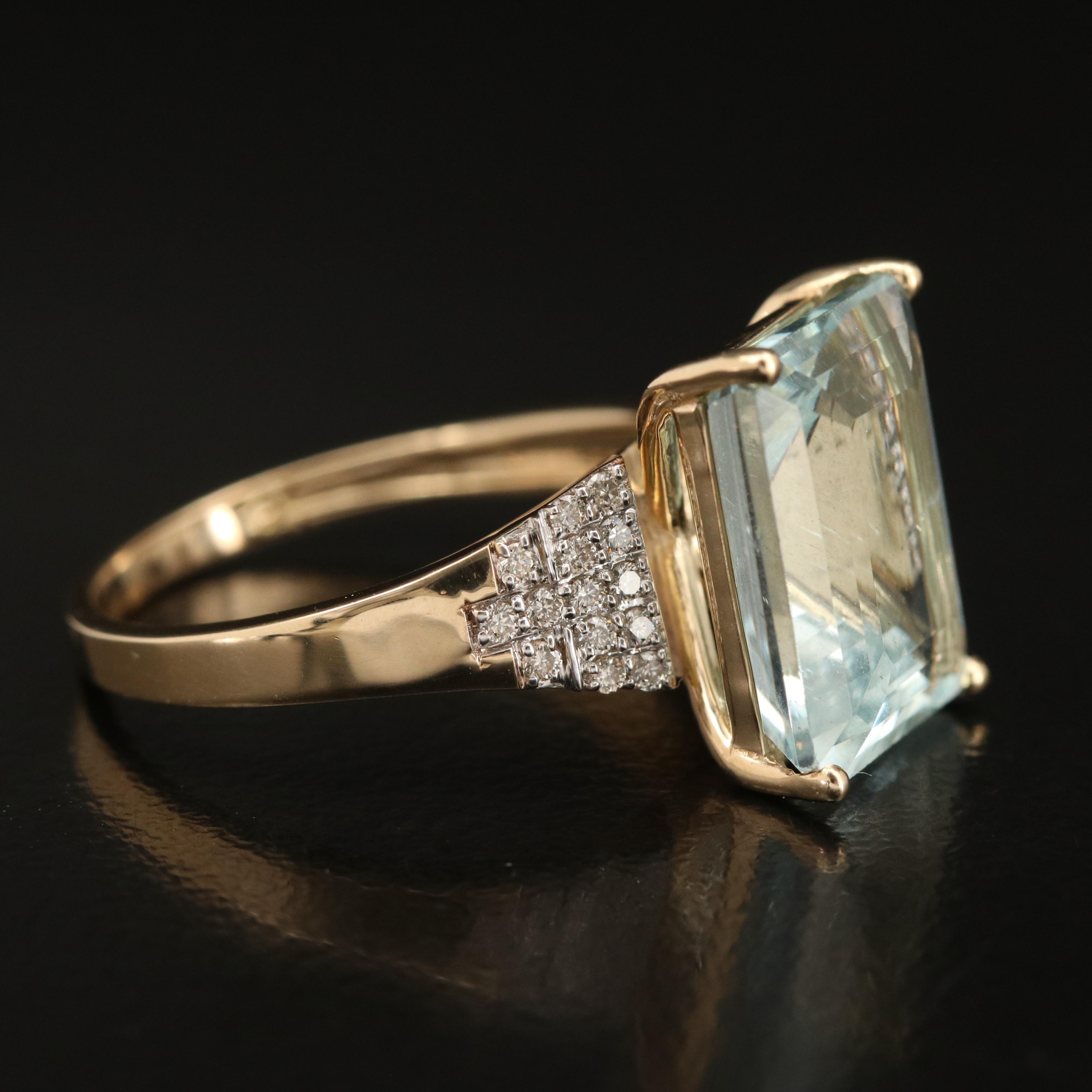 14K 5.36 CT Aquamarine and Diamond Ring