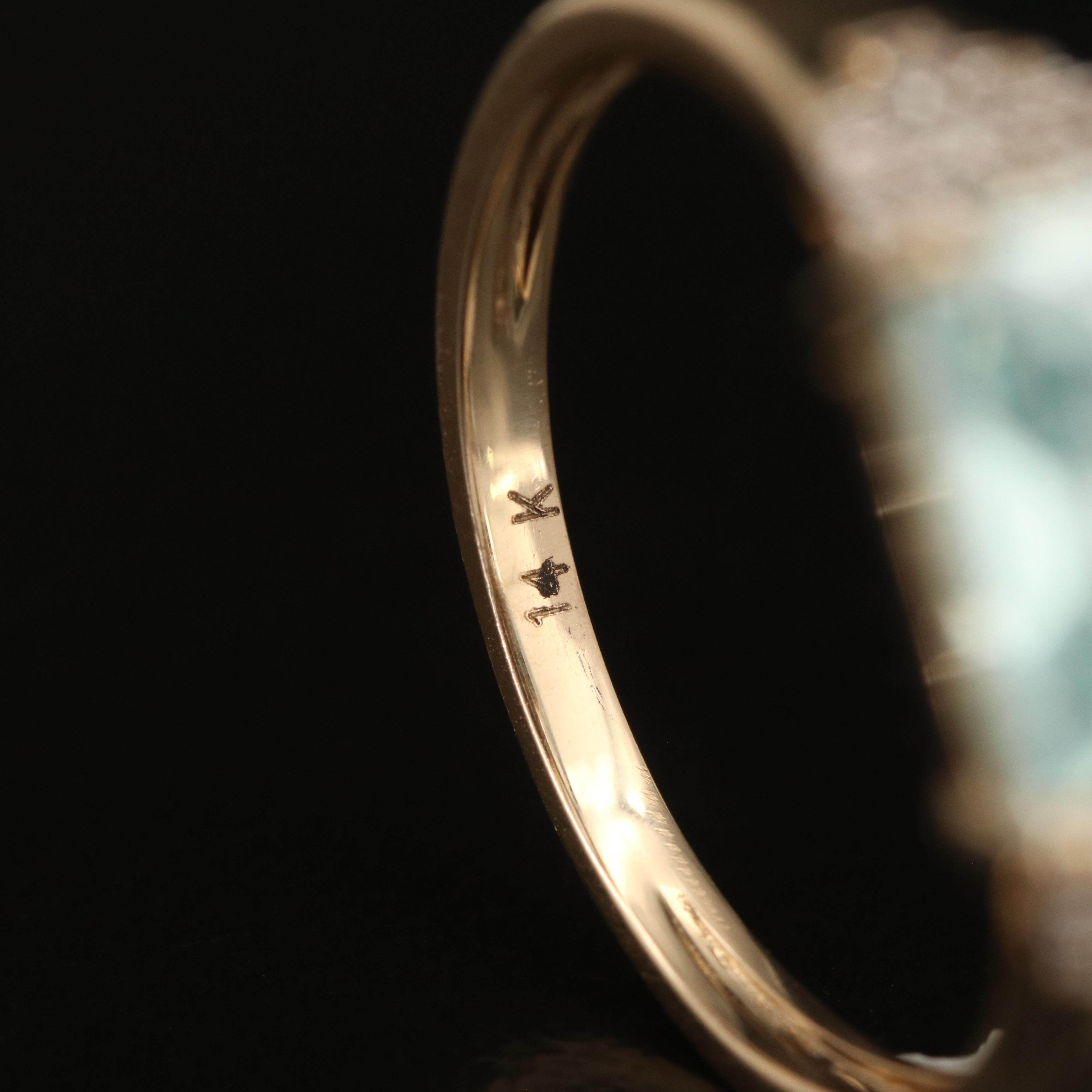 14K 5.36 CT Aquamarine and Diamond Ring