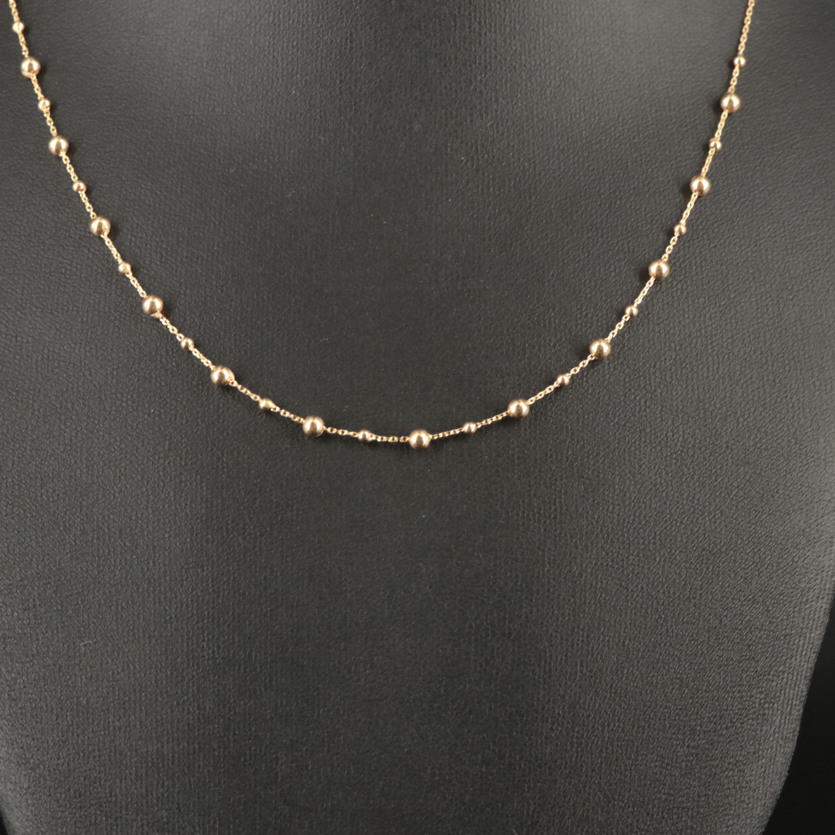 14K Beaded Cable Chain Necklace