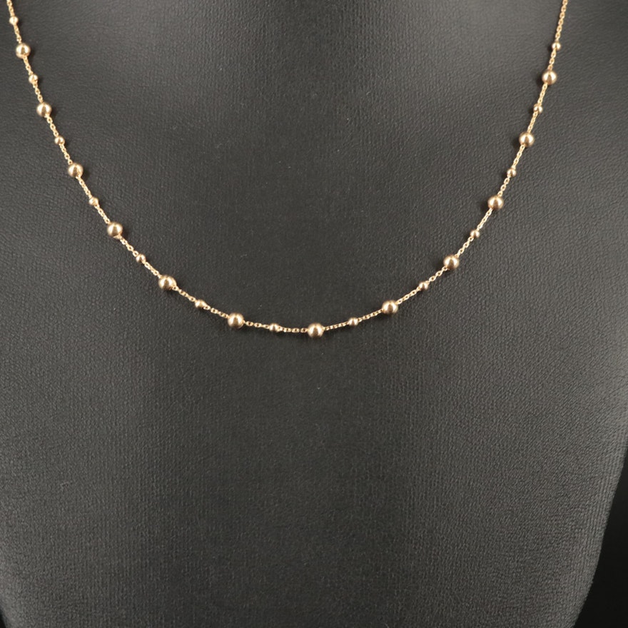 14K Beaded Cable Chain Necklace