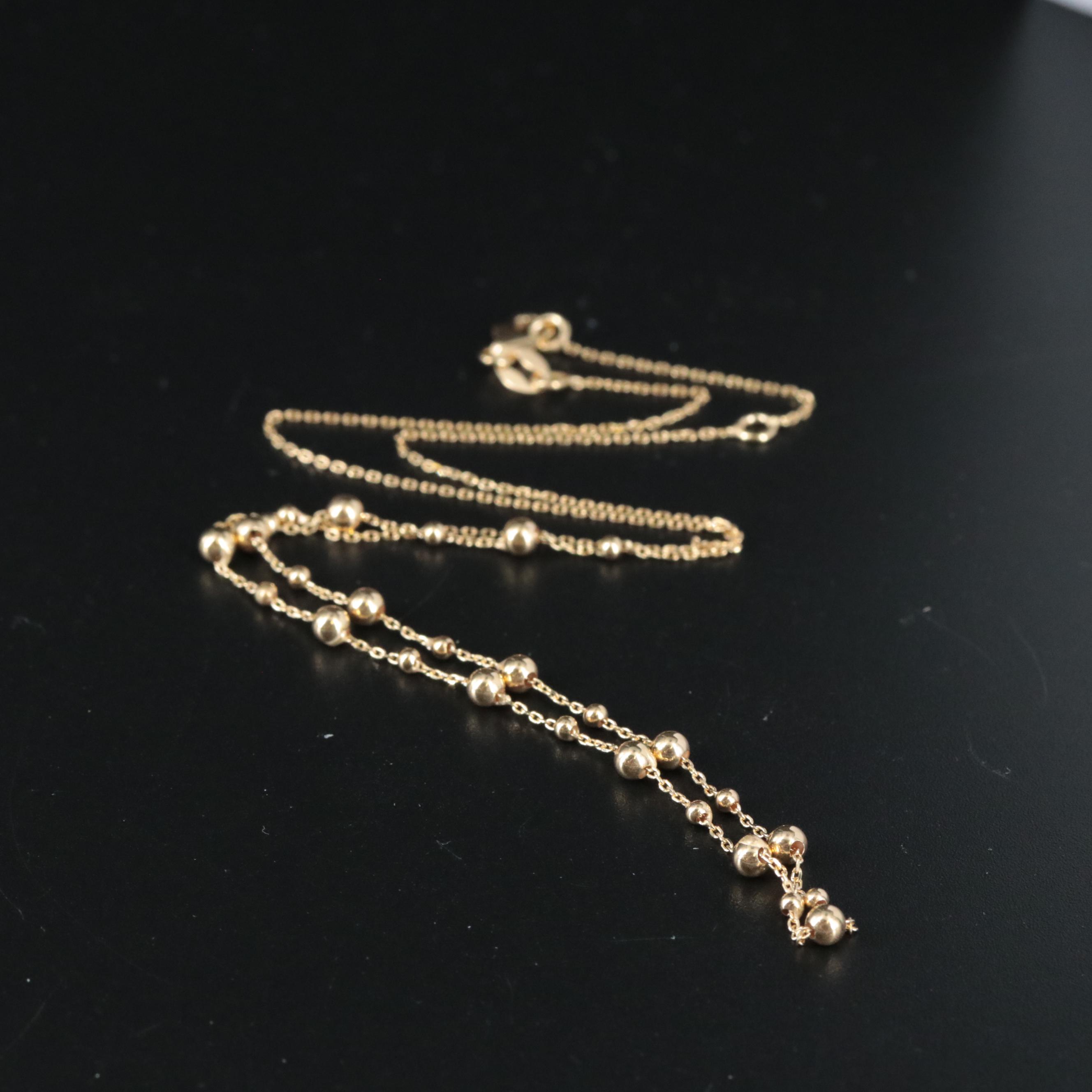 14K Beaded Cable Chain Necklace