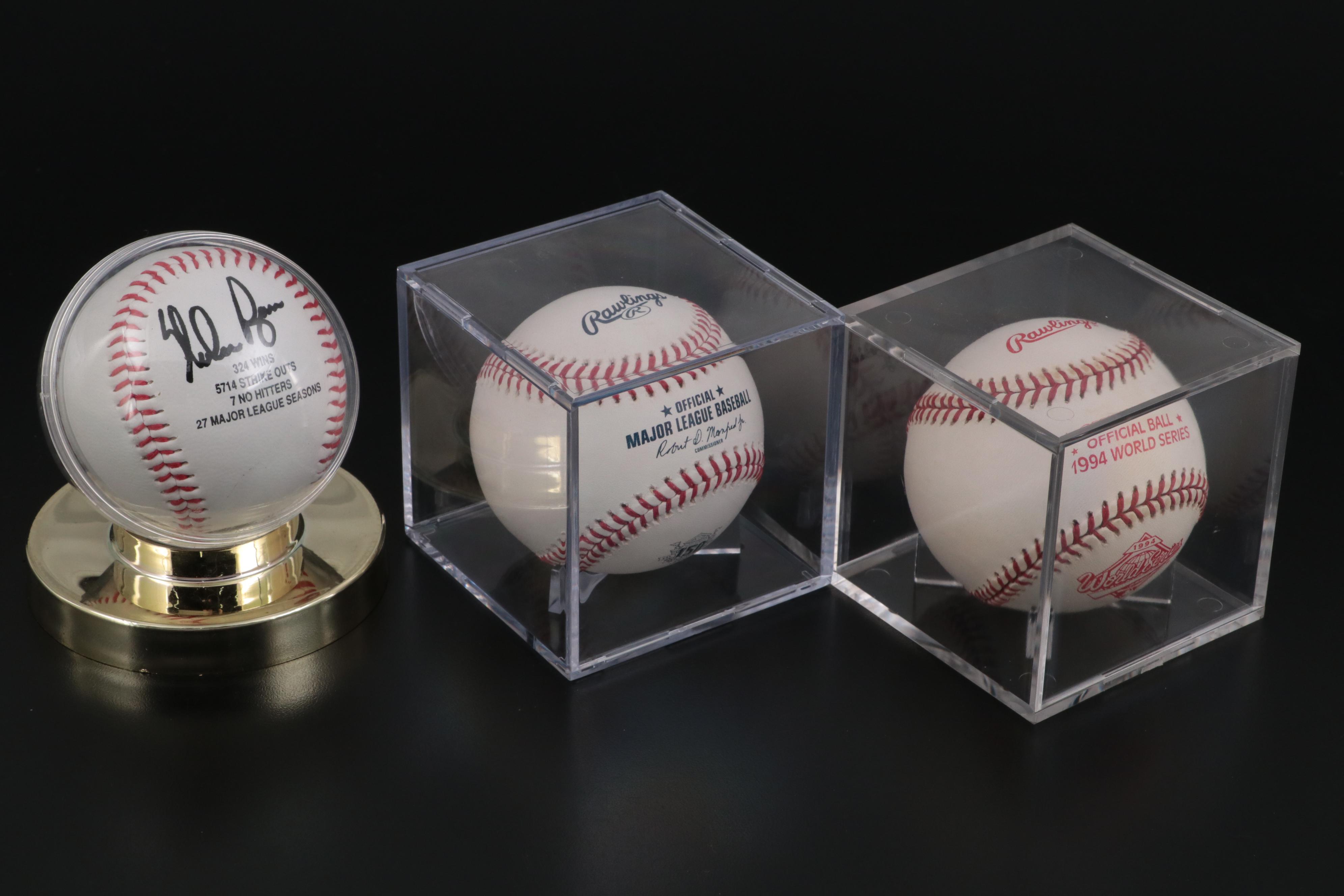 Rawlings Baseballs With 1994 World Series, Nolan Ryan Commemorative, More