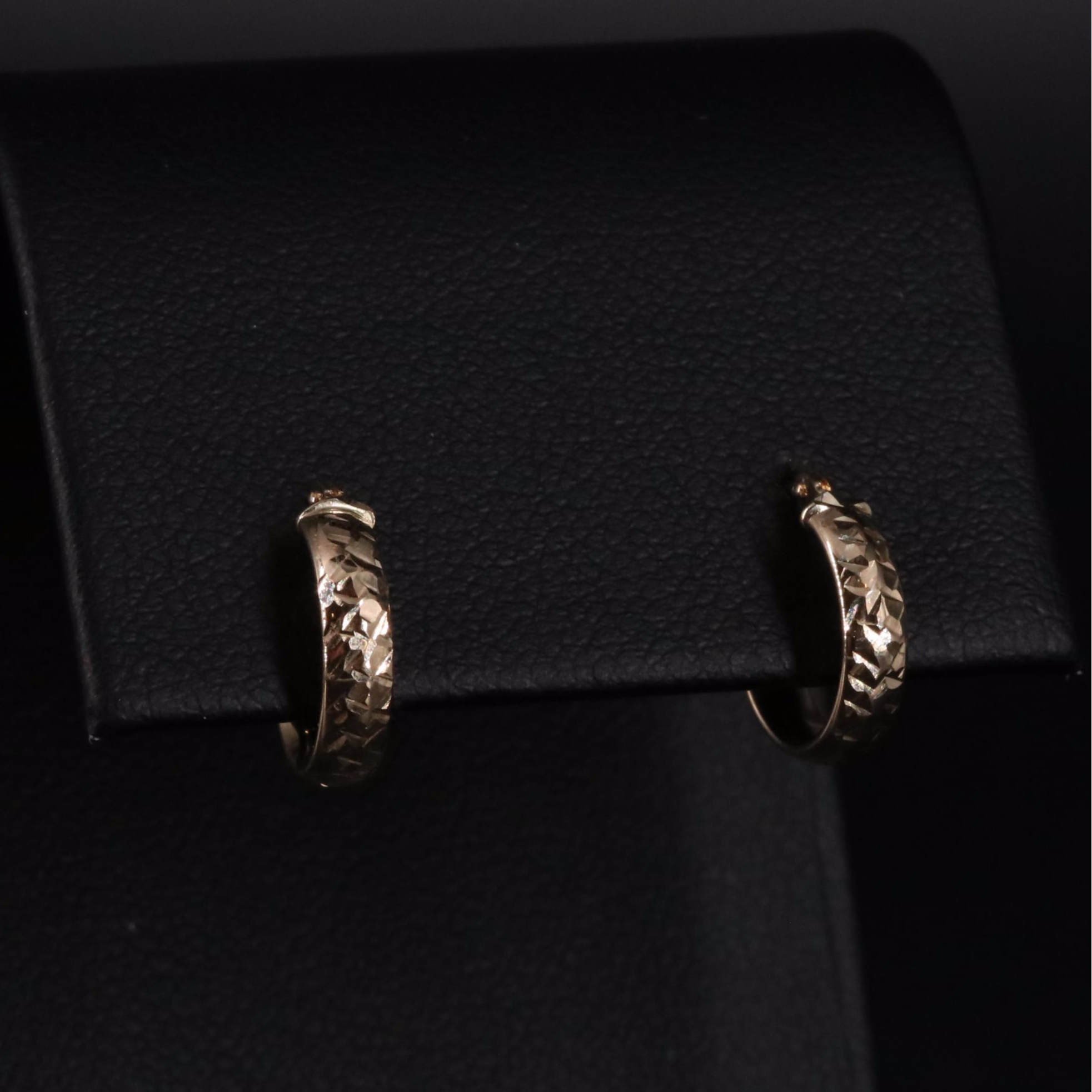 14K Mini Hoop Textured Earrings