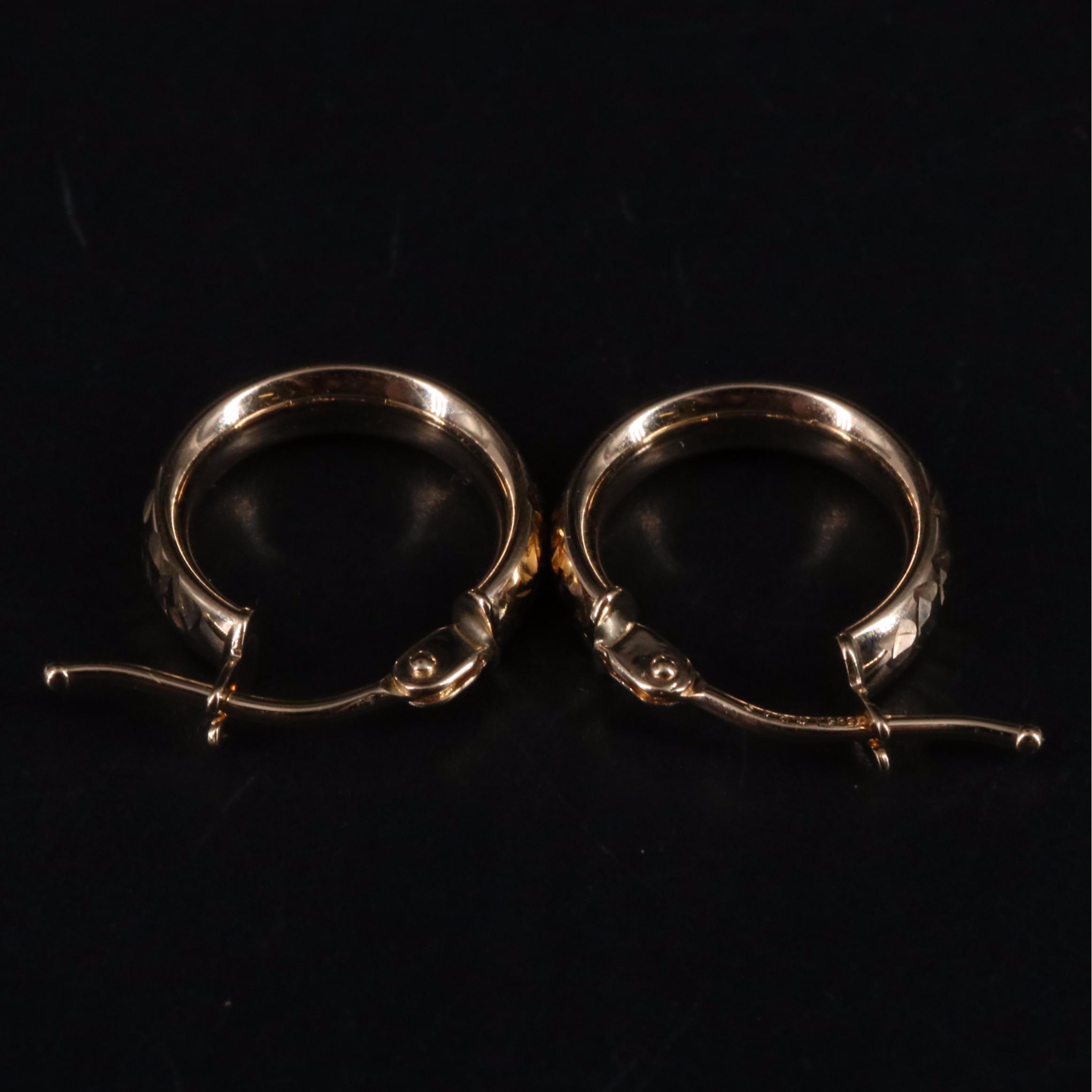 14K Mini Hoop Textured Earrings