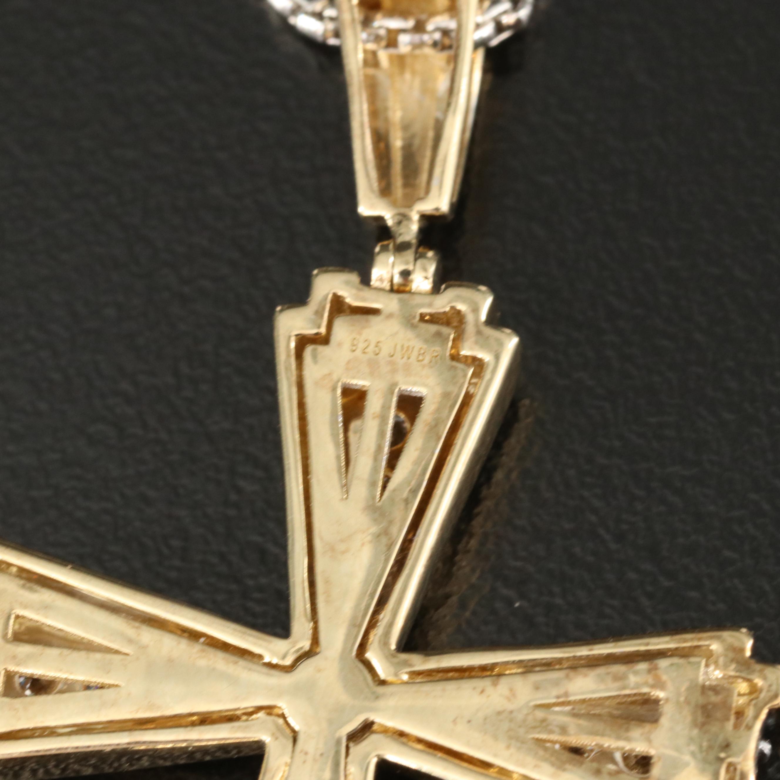 Sterling 1.02 CTW Diamond Cross Pendant Necklace