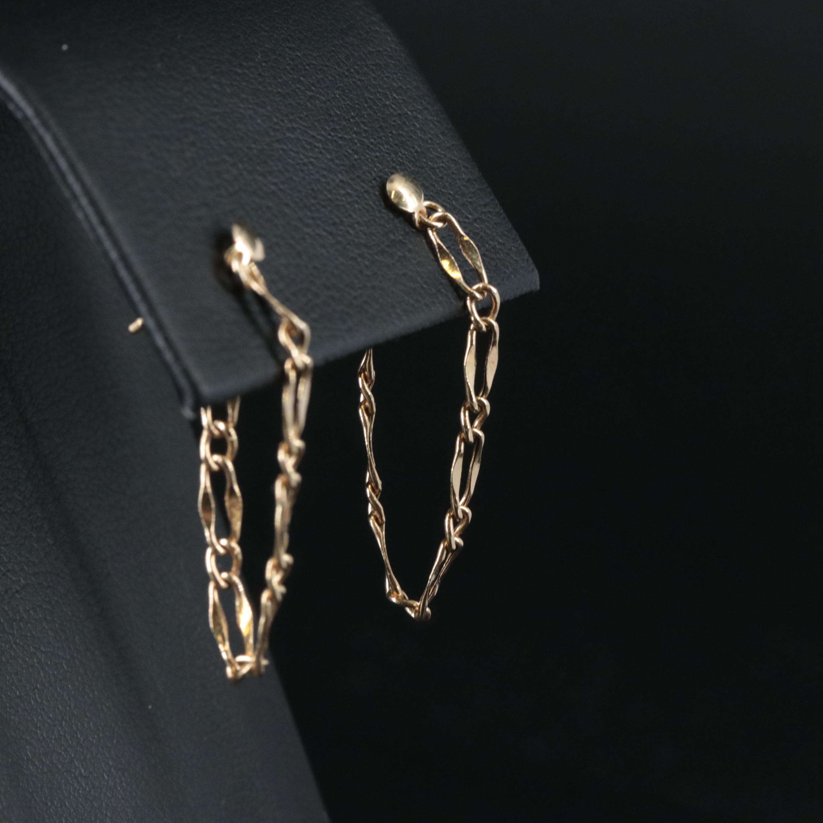 14K Dangle Front-Back Chain Earrings