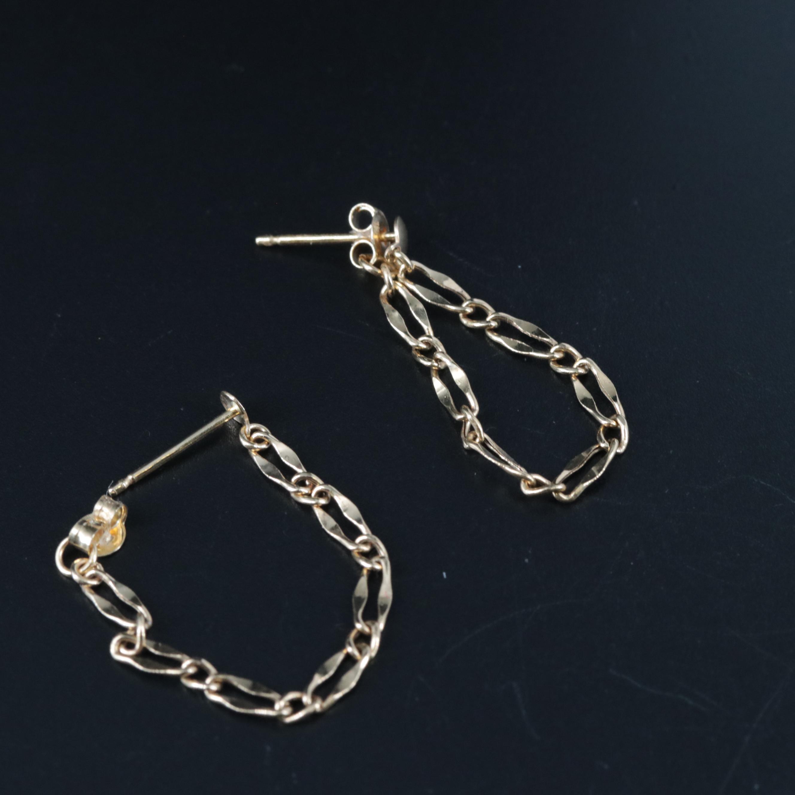 14K Dangle Front-Back Chain Earrings